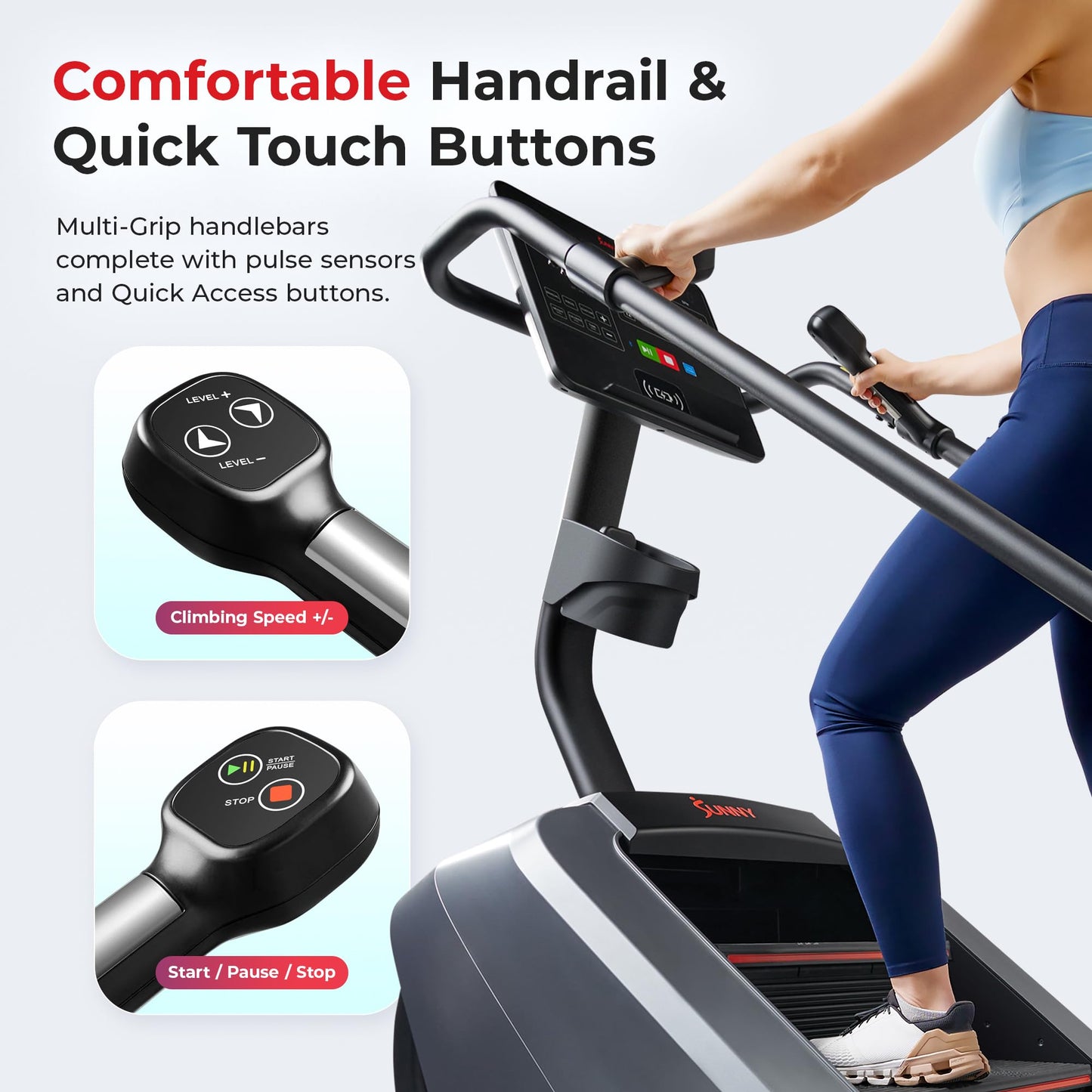 Sunny Health & Fitness Premium High-Intensity Smart Stepper Stair Climber Commercial Grade 25 Levels EMS, Cardio Workouts Free SunnyFit App Bluetooth Connection 400LB Capacity - SF-X7300SMART