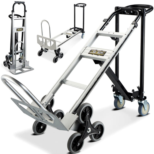 Keoslpy Upgrade 3 in 1 Industrial Convertible Aluminum Hand Truck Dolly Cart, 1000 LBS Capacity, Heavy Duty Stair Climbing Utility Trolley Platform Cart with Wheels for Transport & Moving
