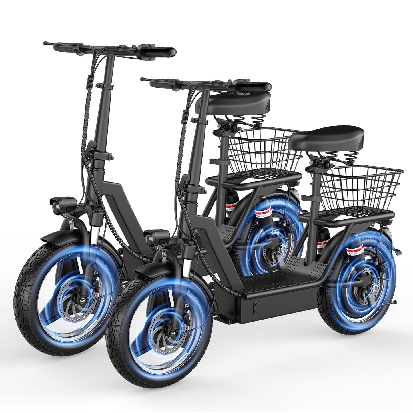 Electric Scooter for Adults, 1000W Peak Motor, 35 Miles of Range Scooter with Seat, 25 MPH Top Speed, 48V 13Ah Battery, Dual Suspension, Foldable E-Scooter with Rear Basket for Cargo, Commuting, 2PCS