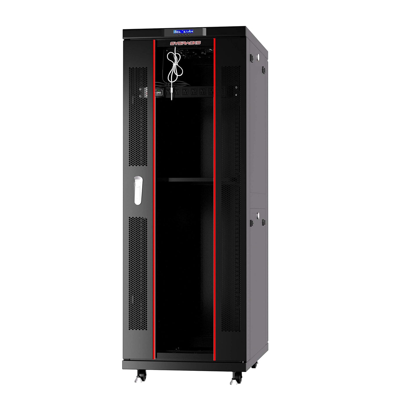 Sysracks 32U Server Rack Cabinet, 32" Deep, Glass Door, 19-Inch