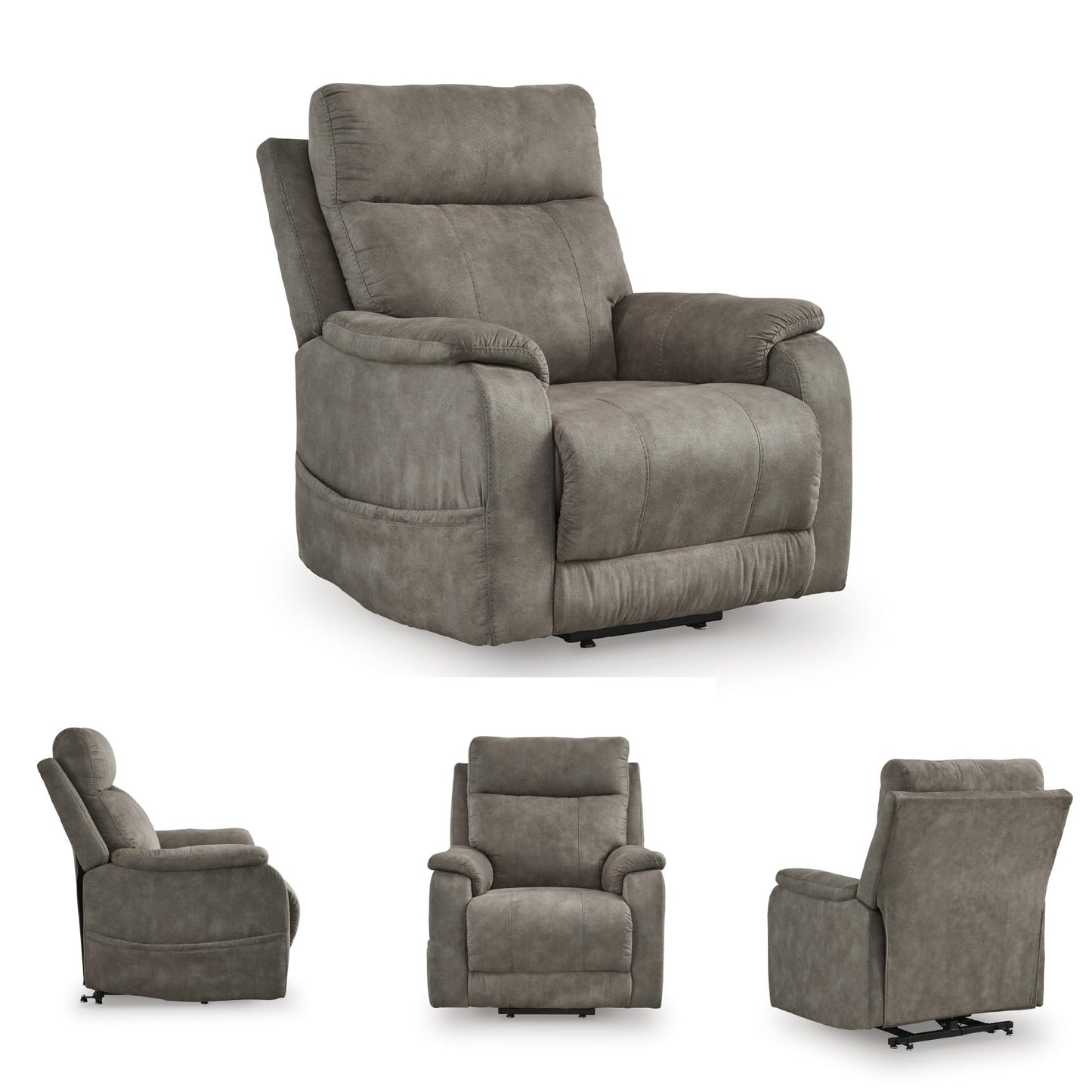 Signature Design by Ashley Crestmeade Modern Dual Motor Power Lift Recliner with Adjustable Backrest, USB Ports, Heat and Massage Function, Light Brown