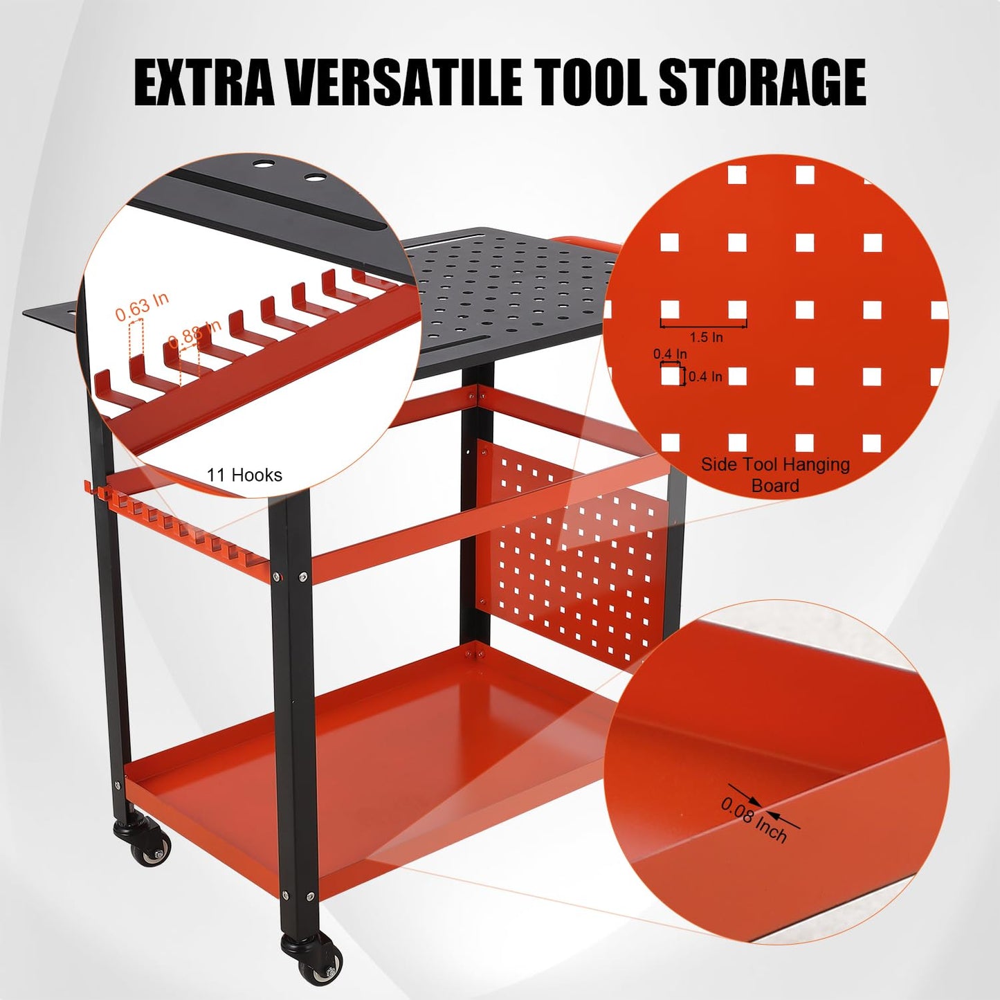 Heavy-Duty Welding Table with Wheels, 36"X24" Portable Welder Workbench with 5/8" Fixture Holes & Storage Panels for Shop & Workshop | Mobile Welding Station & Fabrication Table