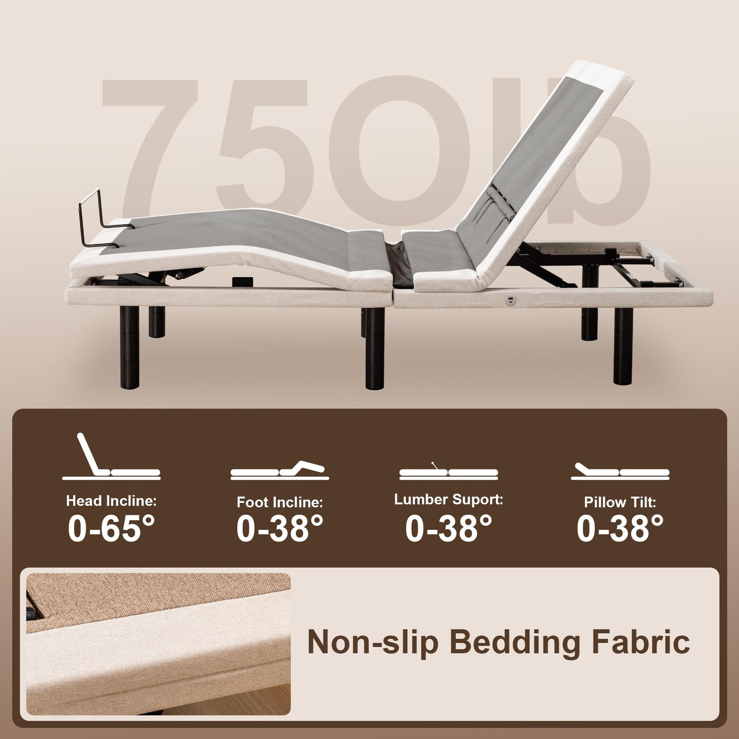 Froman Full Adjustable Bed Frame, Adjustable Bed Base with Massage, Wireless Remote, Lumber Support, Zero Gravity, Head & Foot Incline, Head Top Pillow Tilt, USB Ports, Nightlight, Anti-Snore