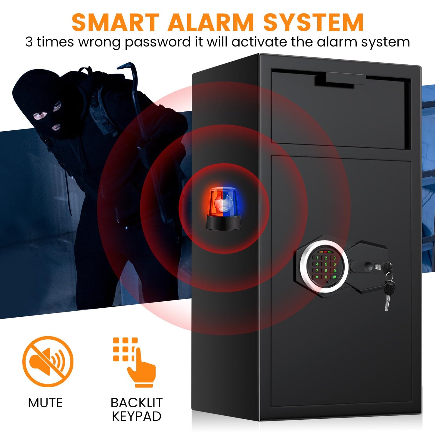 5.8 Cuft Commercial Depository Drop Safe for Business, Anti-theft Cash Safe Box with Drop Slot, Digital Combination Lock and Spare Keys, Heavy Duty Cash Drop Safes for Business Retail Bar Food Trucks