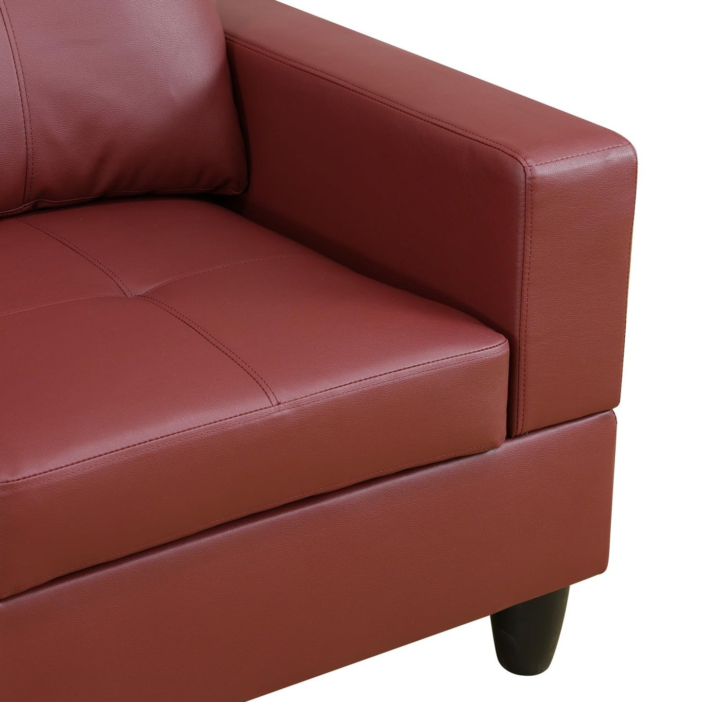 UOCFYK Sectional Sofa Couch with Right Chaise, Faux Leather L Shaped Couches for Living Room, Office, Apartments, Small Space, Red