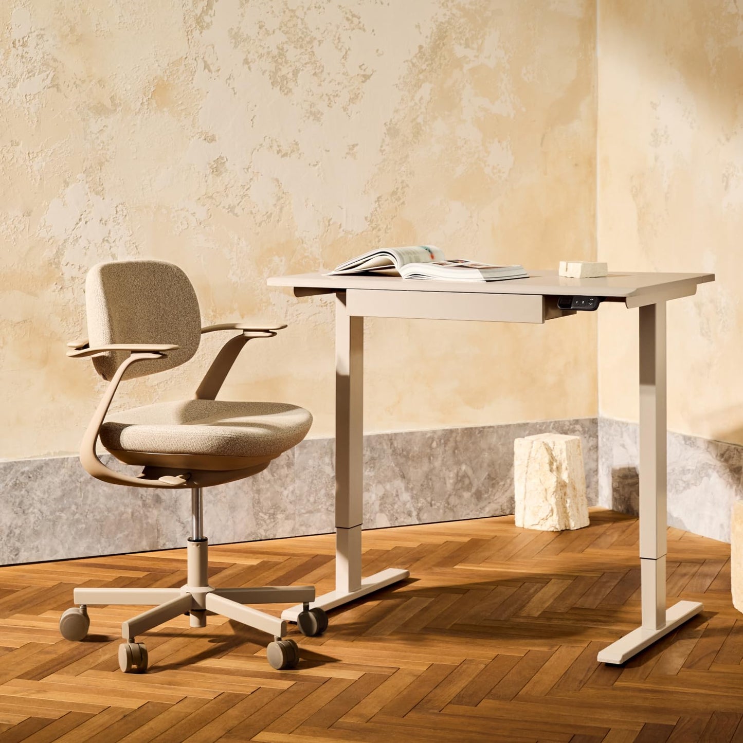 TopJob Biskit Ergonomic Chiar, Comfortable Ergonomic Chair Designed Specifically for Women and Children, Suitable for Home, Office, and School environments (Liquid-Resistant Tan Weave)