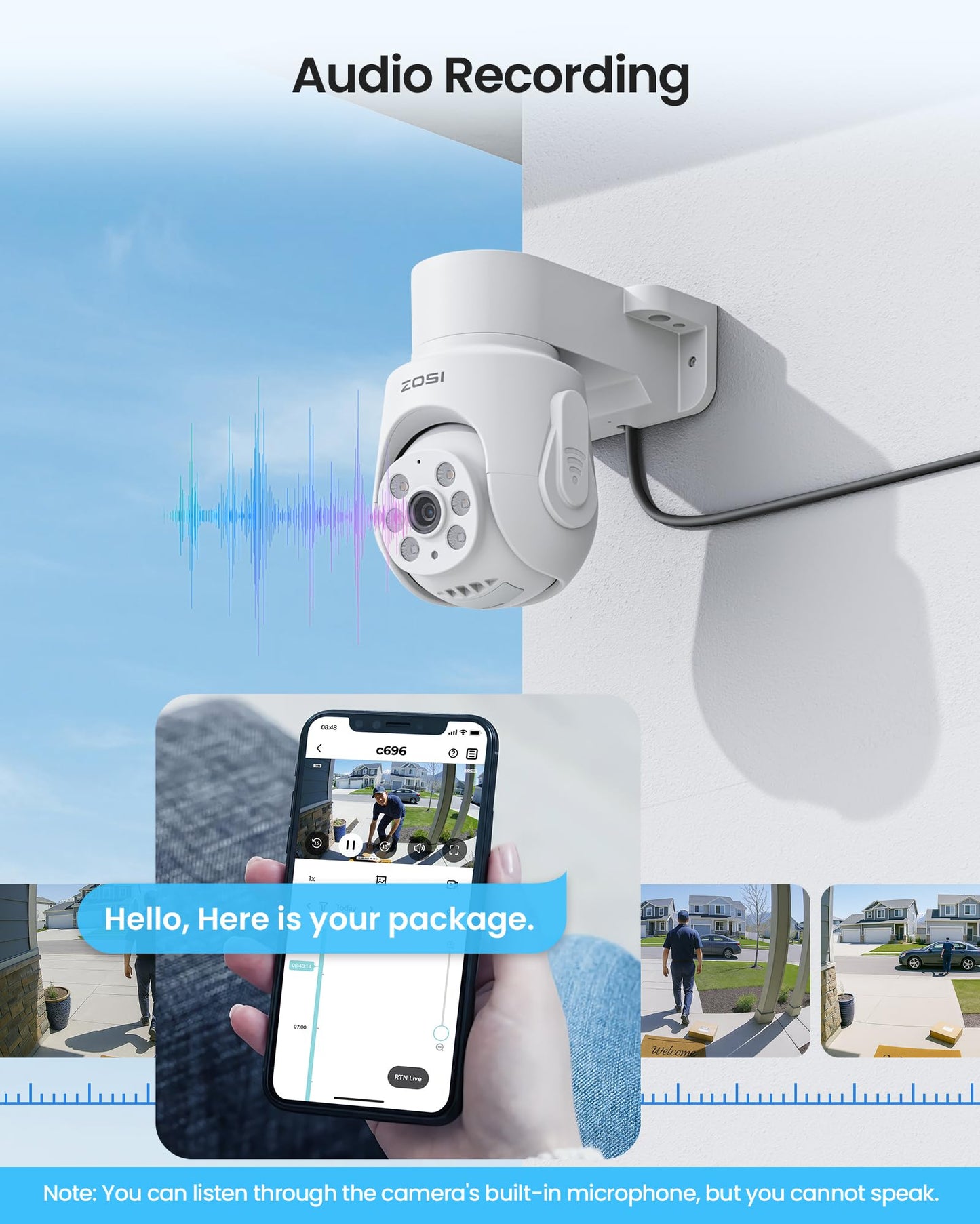 ZOSI 5MP Wired Security Camera System, AI Human Vehicle Detection, Audio Recording, Night Vision, 8pcs 5MP 360° Pan/Tilt Weatherproof Cameras, H.265+ 8CH DVR with 1TB HDD for 24/7 Home Surveillance