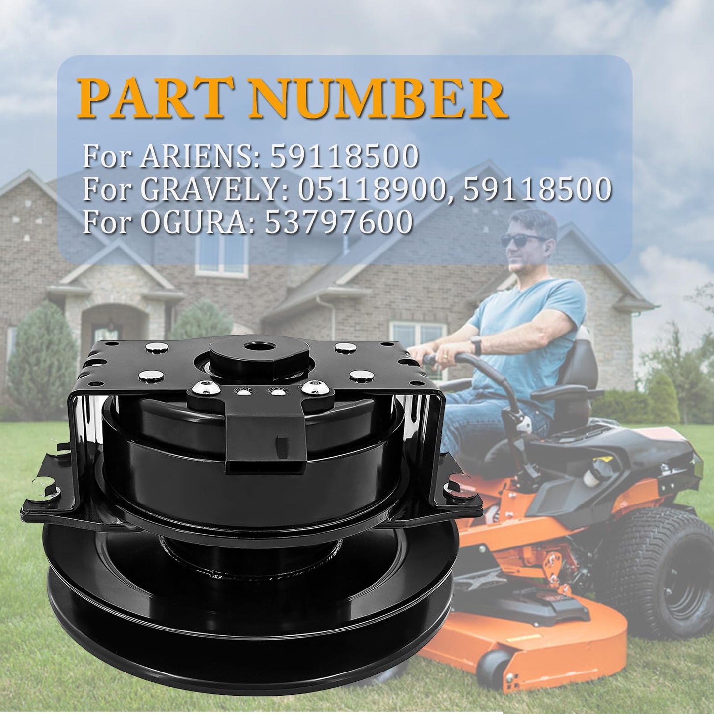 Kartiyer 59118500 Electric PTO Clutch Replacement for Ariens Apex 48 52 60 for Gravely ZT HD 44 48 52 60 Pro-Turn 48 52 60 for Ogura Replace# 53797600 05118900