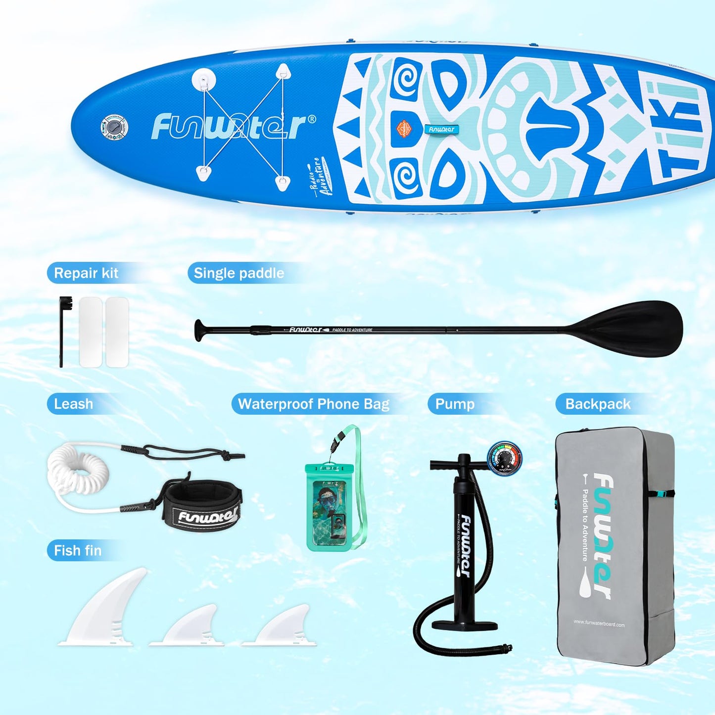 FunWater 10'6×33"×6" Inflatable Stand Up Paddle Board with Premium SUP Paddleboard Accessories, Wide Stable Anti-Slip EVA Deck,Paddle Boards for Adults & Youth of All Skill Levels
