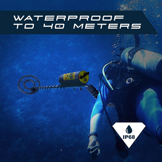 SuperEye Underwater Metal Detector for Professional Adults, Precise Sensitivity 8.6"Coil, Small Object Filter,LED & Alarm with Headphone,IP68 Full Waterproof Submersible up to 130 ft for Scuba Diving