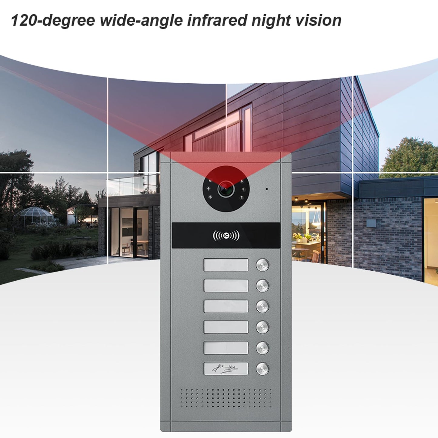 Wired Video Apartment Doorbell Intercom System,6/12/18/24 Units 7 inch Touch Monitor Video Door Phone Indoor Outdoor Kit,2 Way Audio,1080P,Motion Detect for Home (6 Family)