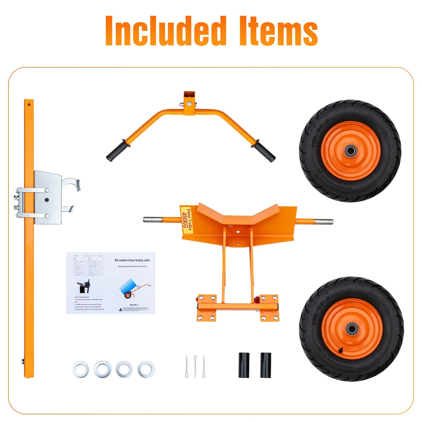 Drum Truck, 55 Gallon Drum Dolly, Heavy Duty Drum Cart with 16" Pneumatic Wheels, 1000 lb Capacity Barrel Handler for Oil Drums, Warehouse, Garage, Shop & Outdoor Use
