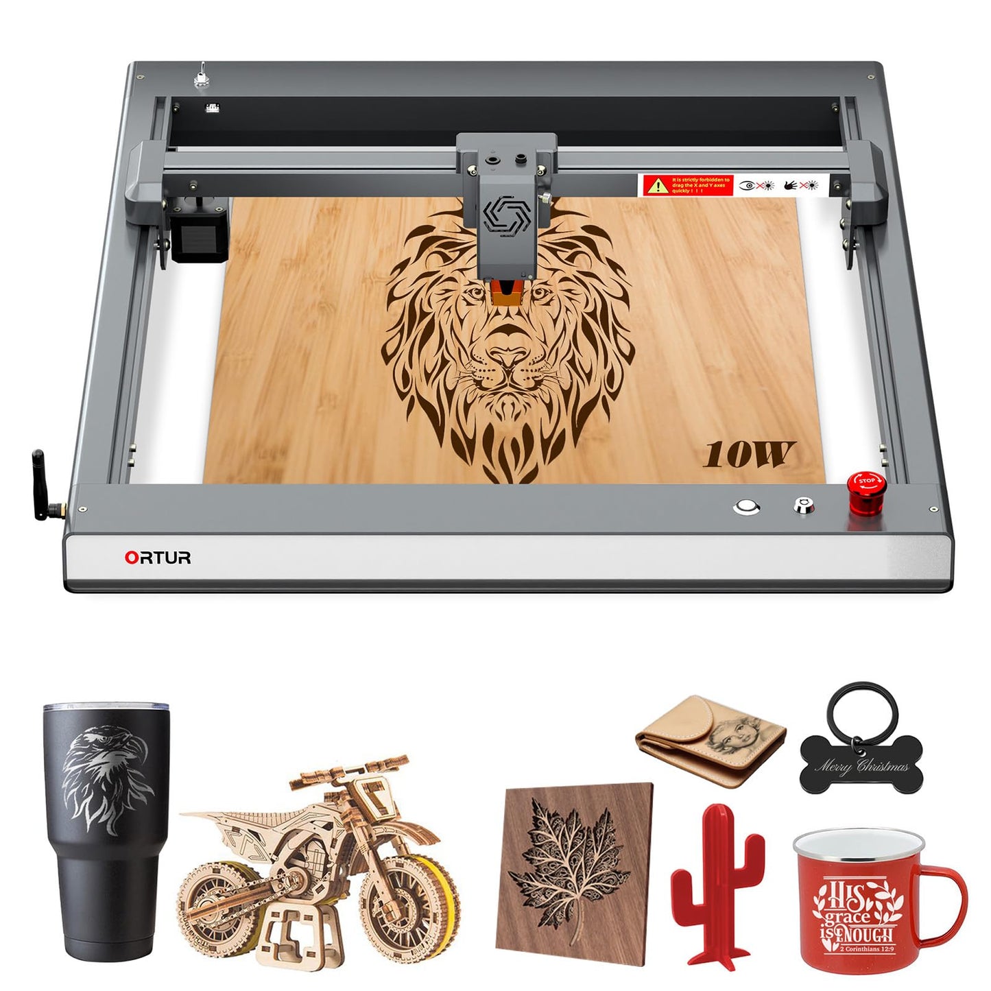 Ortur 10000mW Laser Engraving Machine, Ortur Laser Master 3 High Precision Laser Cutter, Leather Acrylic Glass Metal & Wood Laser Engraver for DIY Making, Class 4, 15.7'' x 15.7''