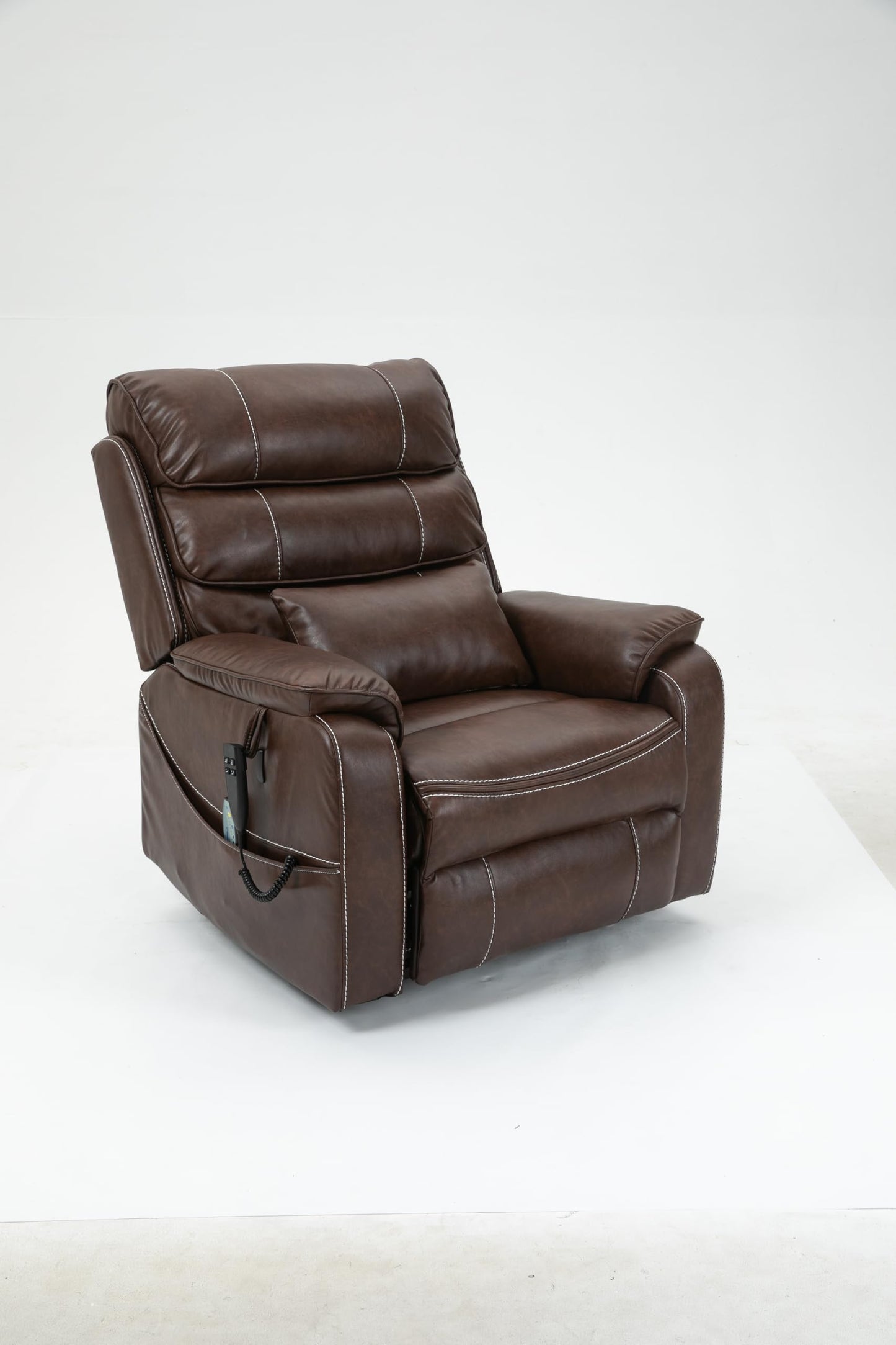 GDFStudio Oversized Power Lift Recliner Chair with Heat Massage Wireless Charging 180 Degree Lay Flat Electric Reclining Sofa with Cup Holder and Dual Remote Control, Brown