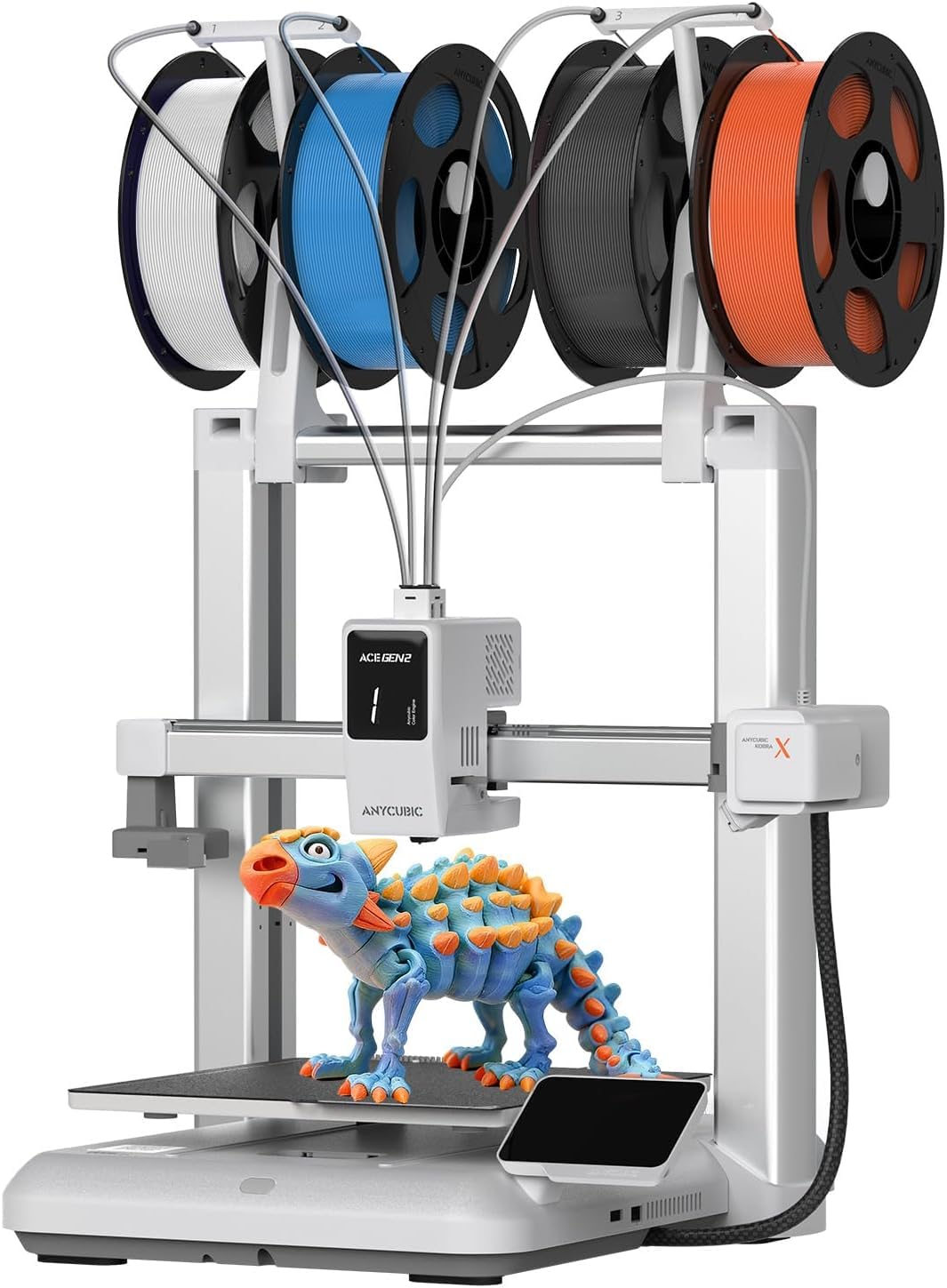 Anycubic Kobra X Multicolor 3D Printer, Easy Setup with Native 4-Color Printing Up 19 Color, 600mm/s Fast 3D Printing, AI Camera, Quiet 45dB, 260mm³, FDM for Kids Beginners Family Makers Professional