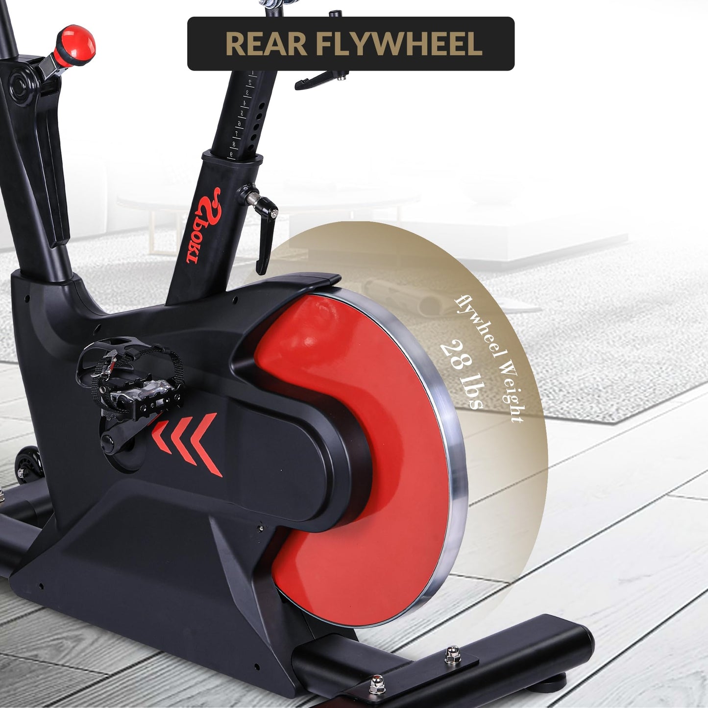 MERXENG Indoor Cycling Bike, Stationary Bike with Electromagnetic Control & Smart Knob Resistance, 28lbs Rear Flywheel, LCD Monitor, iPad Mount & Seat Cushion for Home Cardio Workout