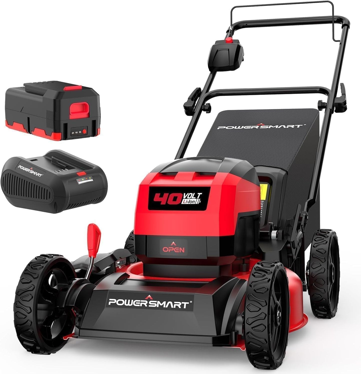 40V Cordless Lawn Mower 17" Walk Behind Mower, 3-in-1 Brushless Push Electric Lawn Mower with 4.0Ah Battery & Charge, 46L Grass Bag, 6 Adjustable Cutting Heights, for Garden/Patio/Yard/Lawn