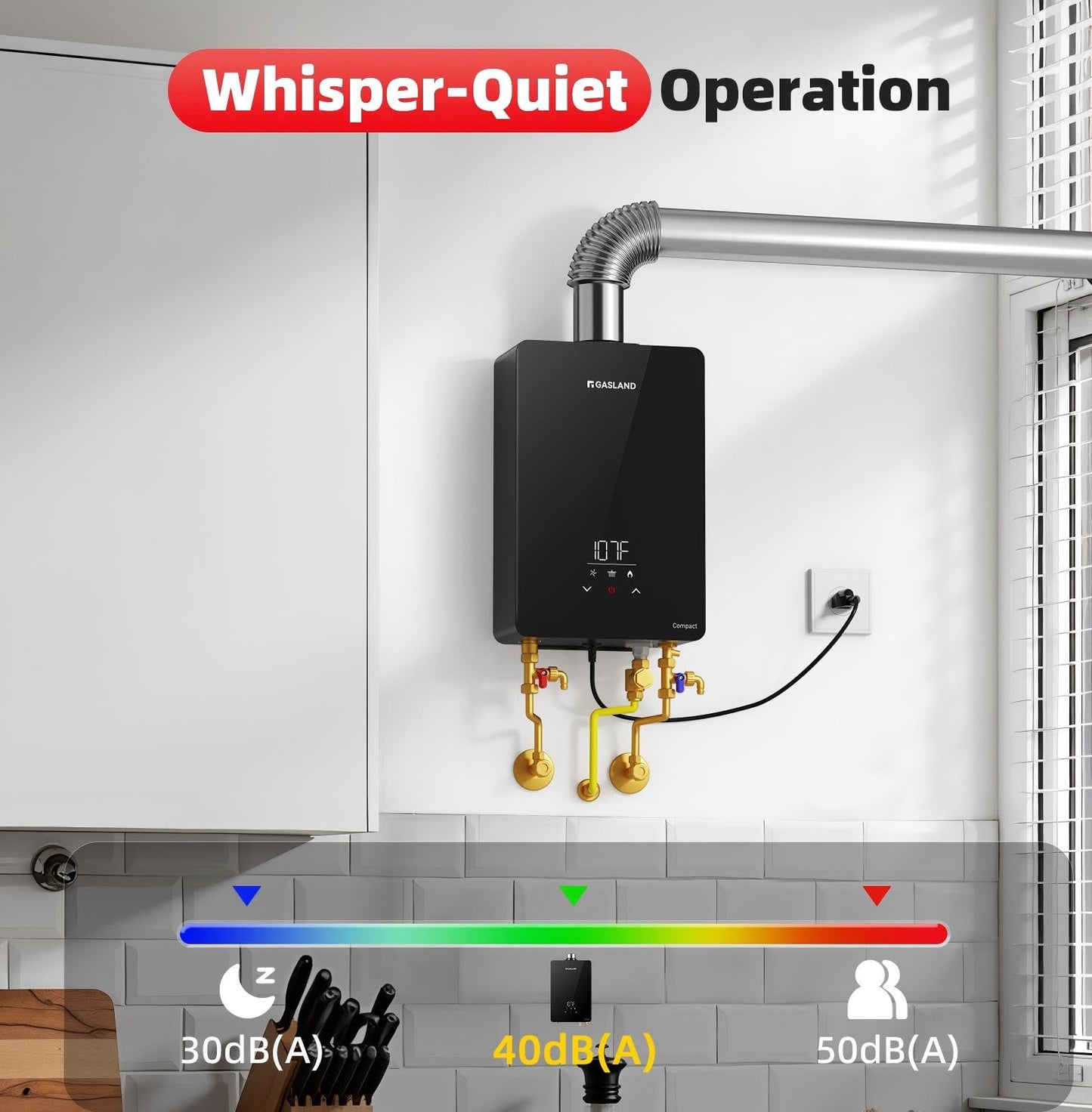 GASLAND Compact Natural Gas Tankless Water Heater Indoor, Up to 4.22 GPM 102,000 BTU Instant On-Demand Water Heater, Extremely Compact, Ultra Quiet, More Stable Temp for Residential Use, CG422NG