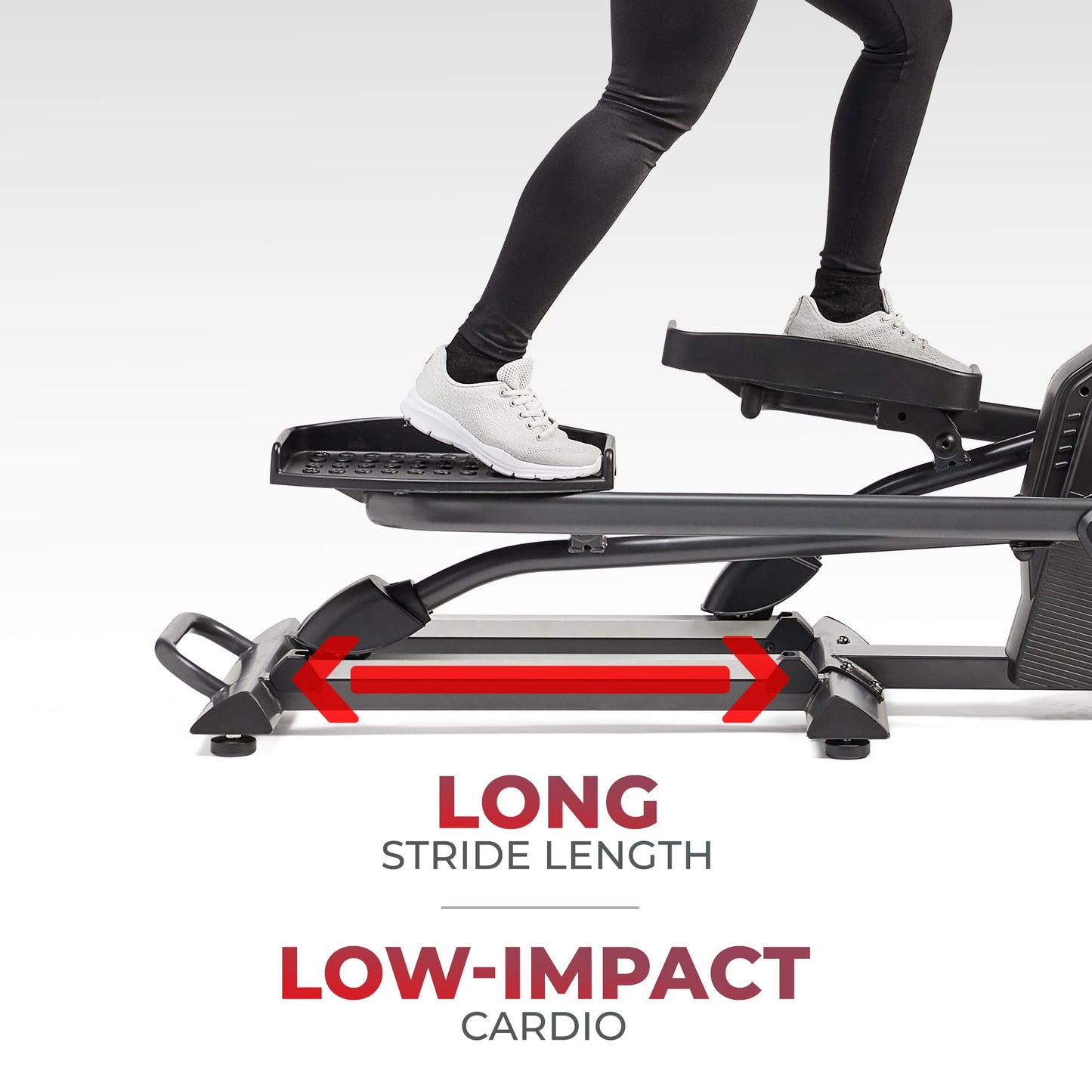 Sunny Health & Fitness Smart Elliptical Machine with 16-Level Electromagnetic Resistance, 18-inch Extended Stride Length, 12 Built-in Workouts, Low-Impact Cardio & SunnyFit App - SF-E3889SMART