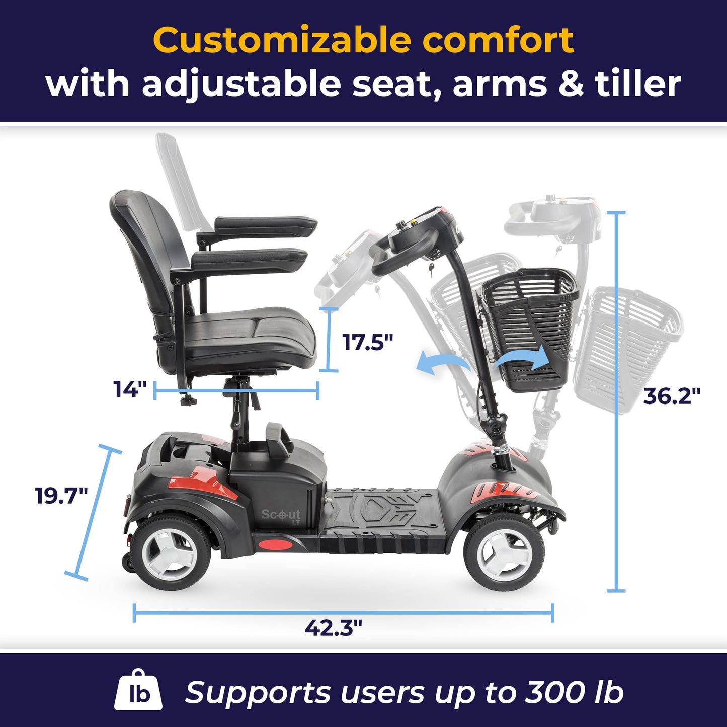 Drive Medical Drive Medical Scout Compact Travel Power Scooter, 4 Wheel