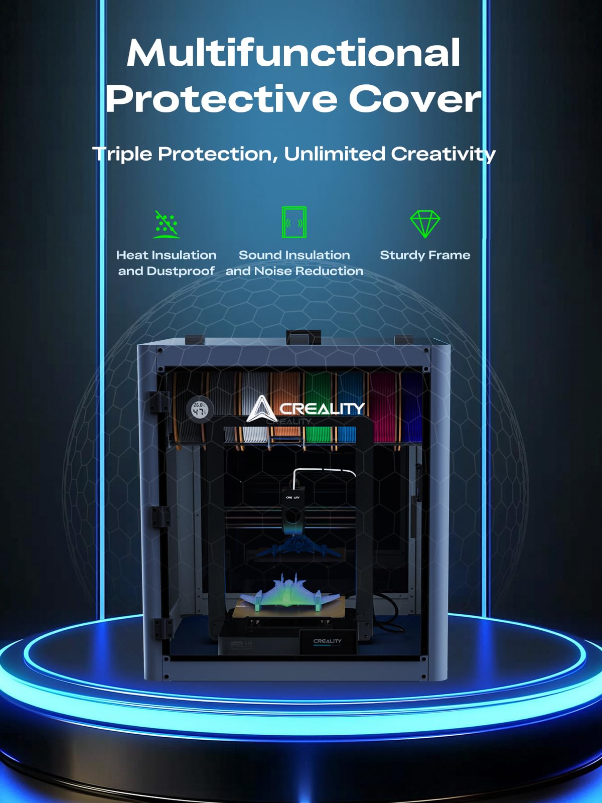 Creality Multifunctional Protective Cover for Ender 3D Printer, Triple Protection, Unlimited Creativity, Heat Insulation and Dustprooft, 3D Printer Accessories