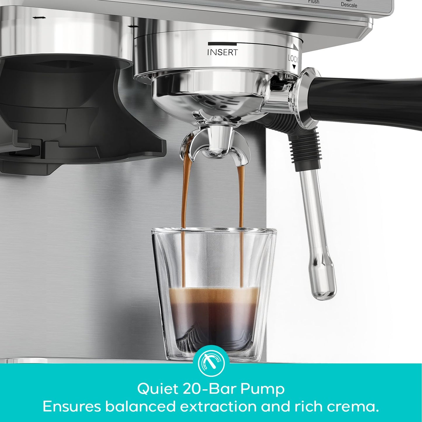 CASABREWS MARENZA Semi-Auto Espresso Coffee Machine with Built-in Grinder, Professional Coffee Maker with Milk Frother Steam Wand, Barista-Quality Cappuccino Latte Machine with LCD Display