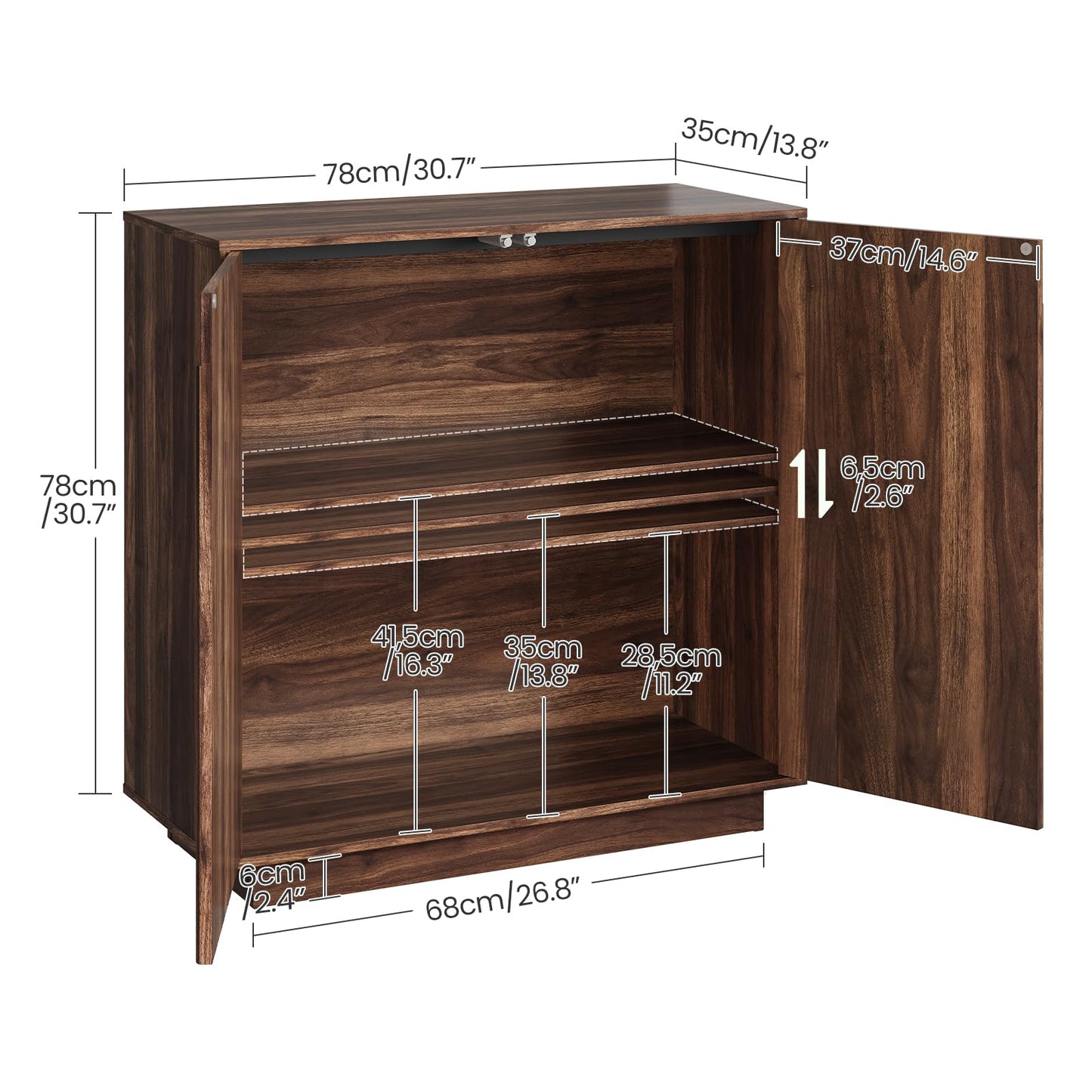 CHOEZON Buffet Cabinet, Sideboard Buffet Cabinet with Storage, Coffee Bar Cabinet, Push-to-Open Doors & Adjustable Internal Shelf, Buffet Table for Kitchen, Dining Room, Walnut MCB01HT