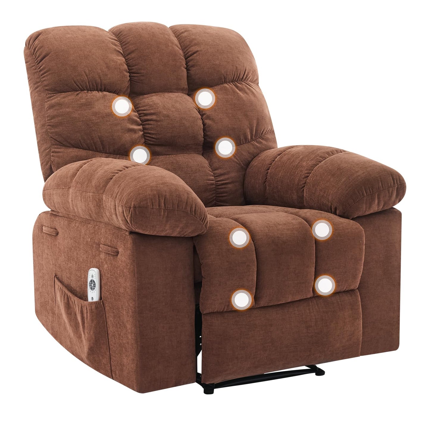 Garvee 21.4in Wide Recliner Chair,Massage & Heat Recliner Chair for Adults,Home Theater Seating with Lumbar Support,Ergonomic Breathable Fabric Nursery Rocking Chairs for Living Room