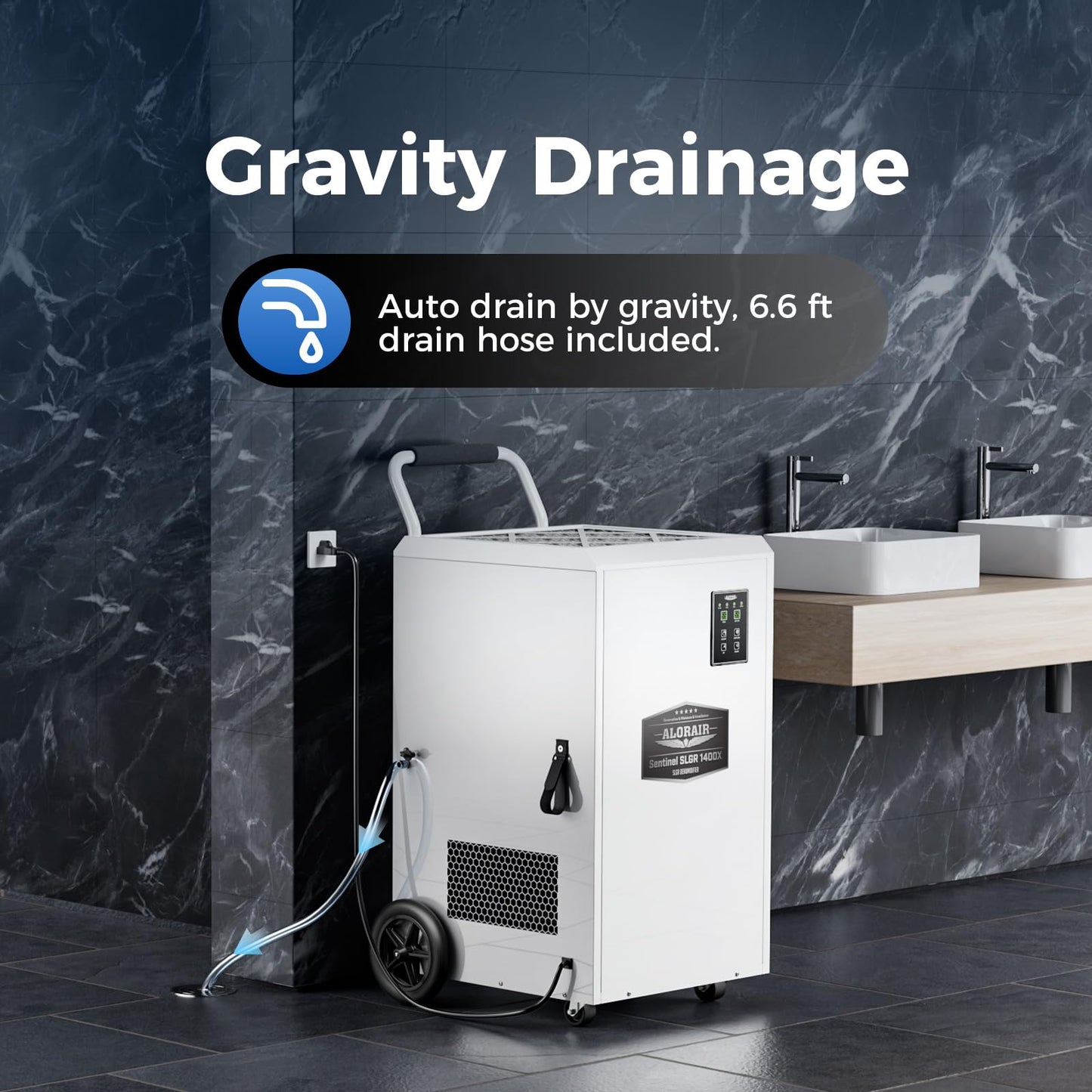 ALORAIR Commercial Dehumidifier 275 Pints with Drain Hose SLGR Tech High Efficient Industrial Dehu for Water Damage Restore, Basement, Warehouse, Home Use, Garage, 6 Years Limited Warranty