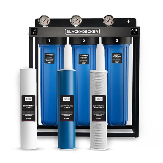 BLACK+DECKER Whole House Water Filter System | Anti-Scale | 3-Stage Filtration System for Whole House,Top-Tier Anti-Scale Filter Specially Designed to Prevent Scale Build-Up, Protects Appliances