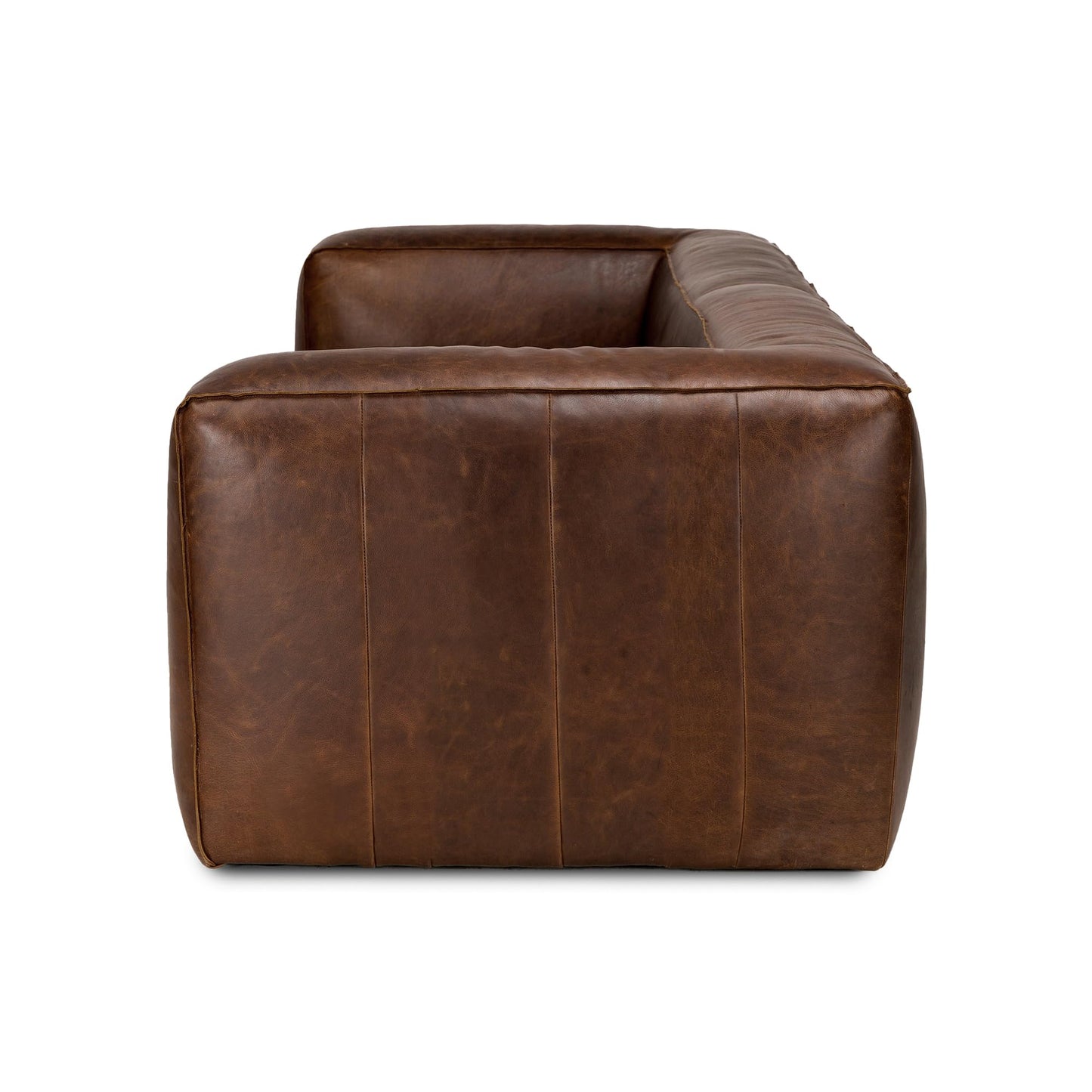 Valencia Graz Leather Wide Sofa 92" | Premium Full Semi-Aniline Leather | Modern Wide Couch with Unique Variations, Legless Design for Living Room, Chocolate