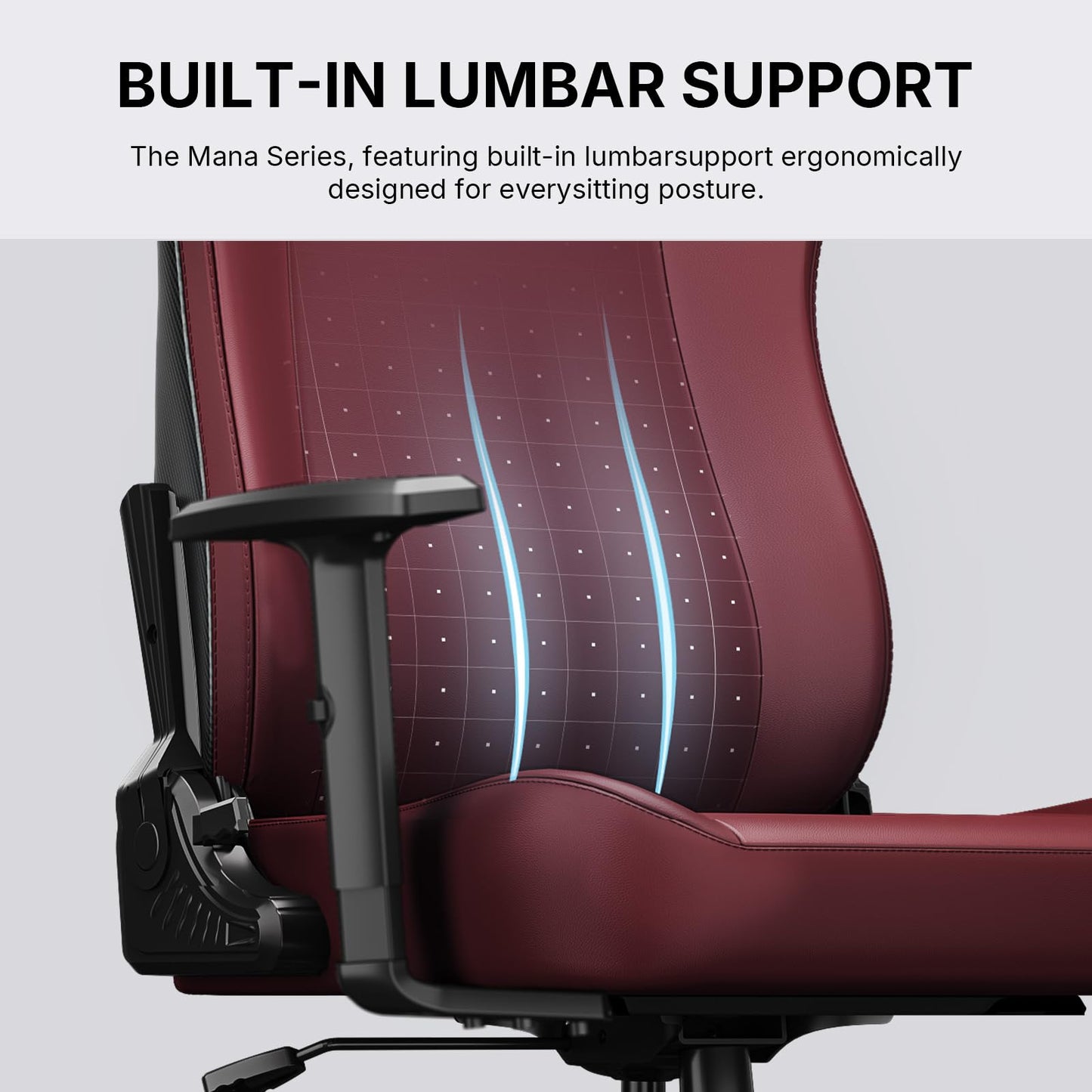 Anda Seat MANA Gaming Chair for Adults - Ergonomic Maroon Leather Game Chairs with Adjustable Armrest, Comfortable Office Chair with Lumbar Support, Heavy Duty Wide Computer Seat for Home & Work