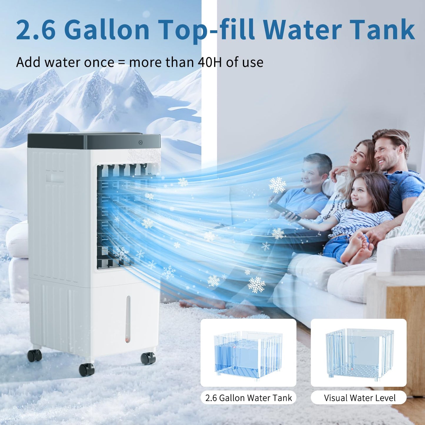 Lerat Portable Air Conditioners for Room, Swamp Cooler Portable AC Unit with Large Water Tank, Windowless Evaporative Air Cooler with 3 Speeds, Rapid Cooling Room Air Conditioners for Home & Garage1