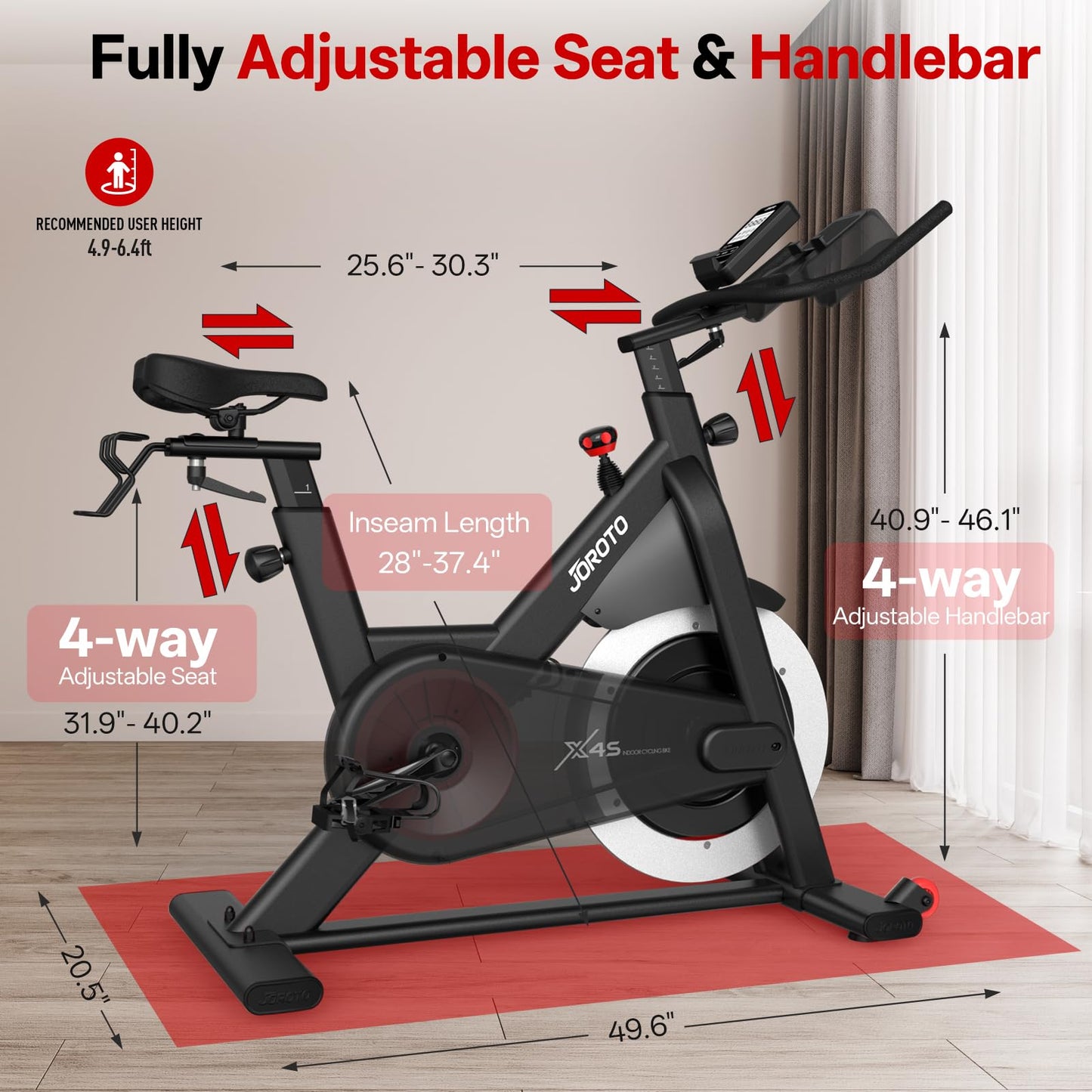JOROTO X2/X2PRO/X4S Exercise Bike, Professional Stationary Bikes for Home with 35LBS Dual Solid Flywheels, Low Noise Indoor Cycling Bike with 300/330LBS Weight Capacity