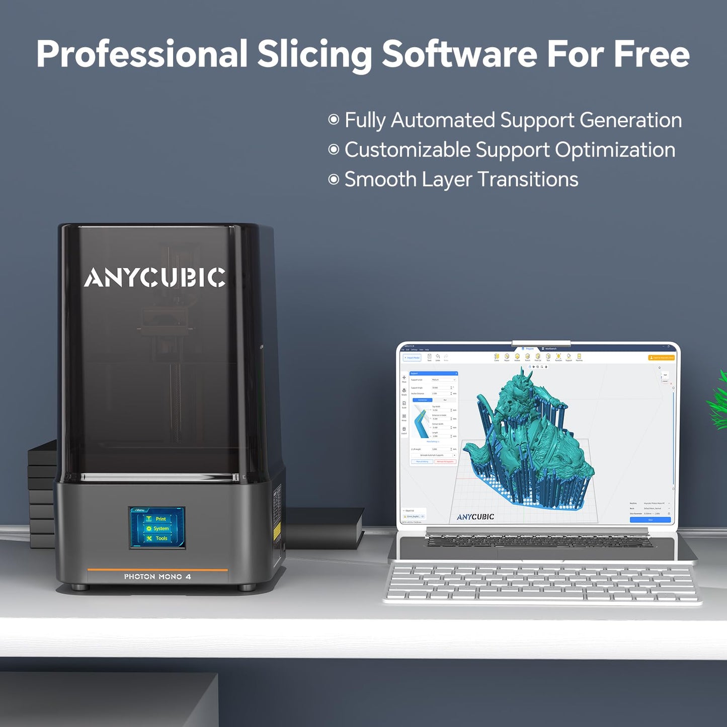 ANYCUBIC Photon Mono 4 10K Resin 3D Printer, 7'' HD Mono LCD Screen, Power Off Resume, Upgraded Light Source, Print Volume 6.04'' x 3.43'' x 6.49''