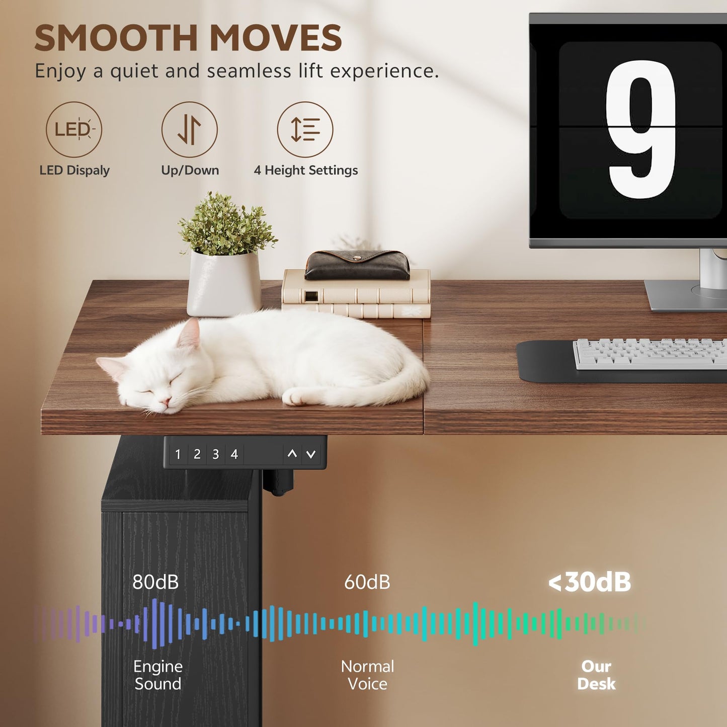 Homiflex 75.5 Inches Electric Standing Desk with Drawers Farmhouse Sit Stand Desk with Storage Adjustable Height Computer Desk with Power Outlets Printer Space for Home Office Black and Walnut