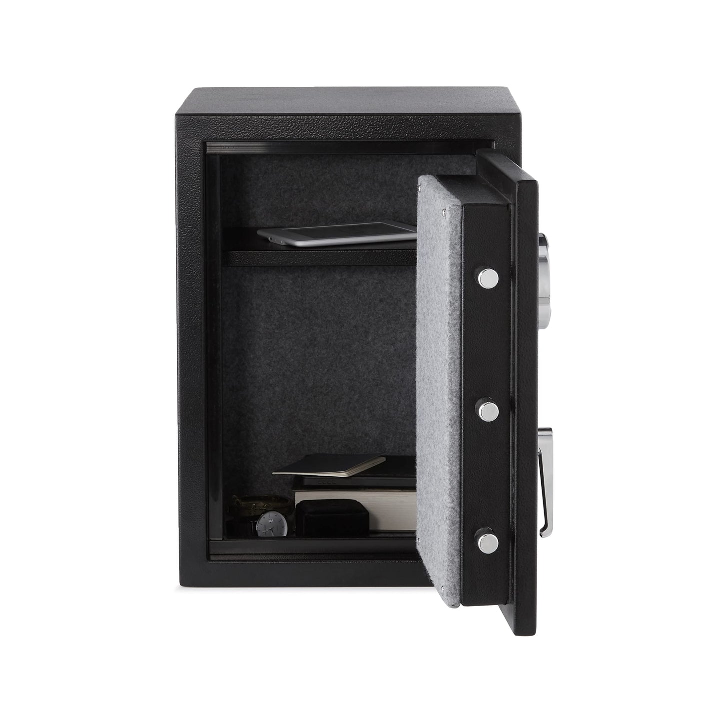 Amazon Basics Fire Safe with Programmable Electronic Keypad, 1.24 Cubic Feet, 14-Gauge Steel, UL 72 Compliant, 14.2"W x 13.8"D x 19.7"H, Black, for Documents and Valuables