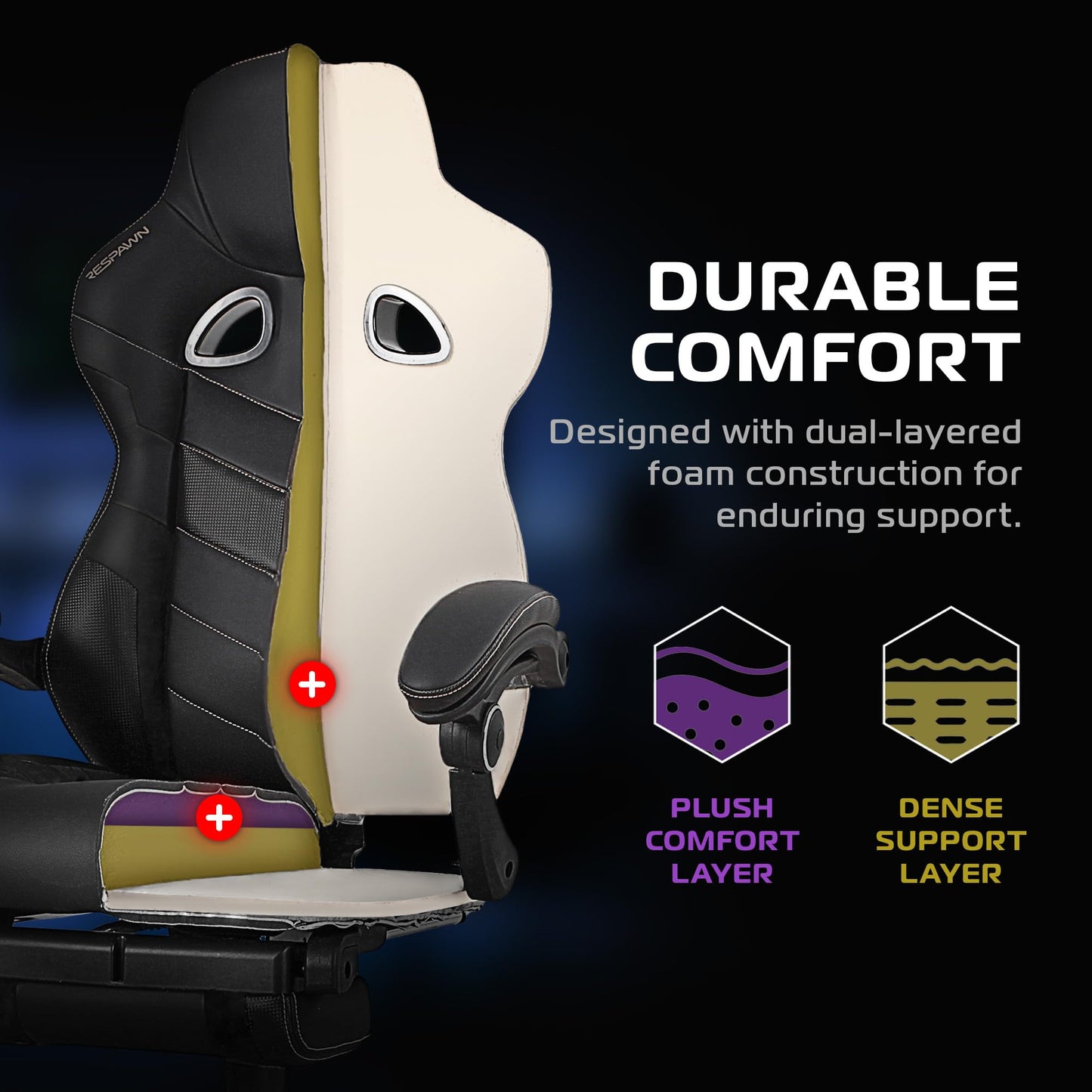Respawn 110 Pro Ergonomic Gaming Chair with Footrest for Adults - Comfortable Office Gaming Recliner with Lumbar Support and Headrest, Racing Style Video Game Chairs for Computer Gamer - Gray Fabric