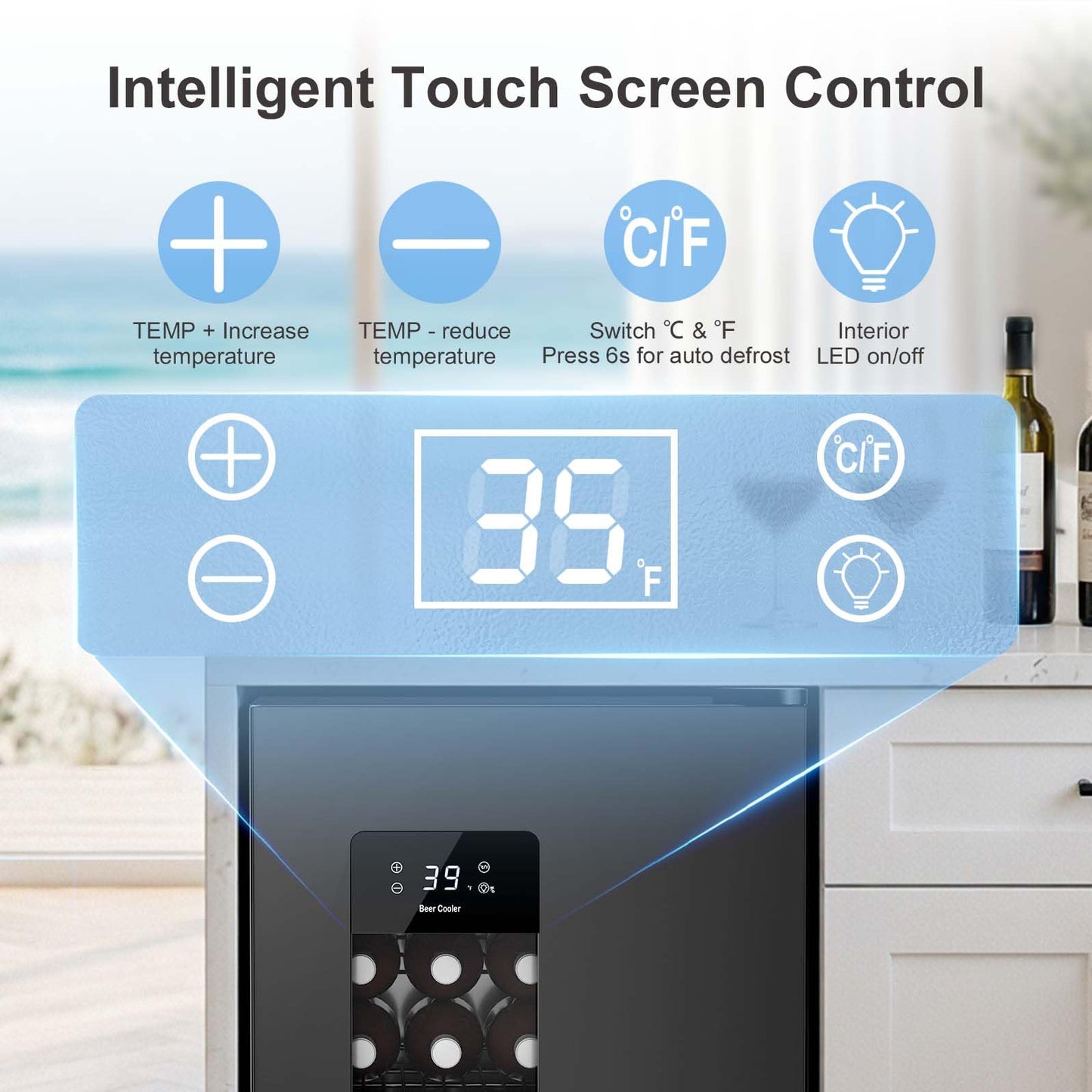 Antarctic Star Mini Fridge Auto Defrost Beverage Refrigerator, 130 Can with Glass Door &Adjustable Shelves, 21-50°F Temp Control,Beverage Cooler for Soda, Beer, Wine, Home Bar, Office, 3.2 Cu.Ft