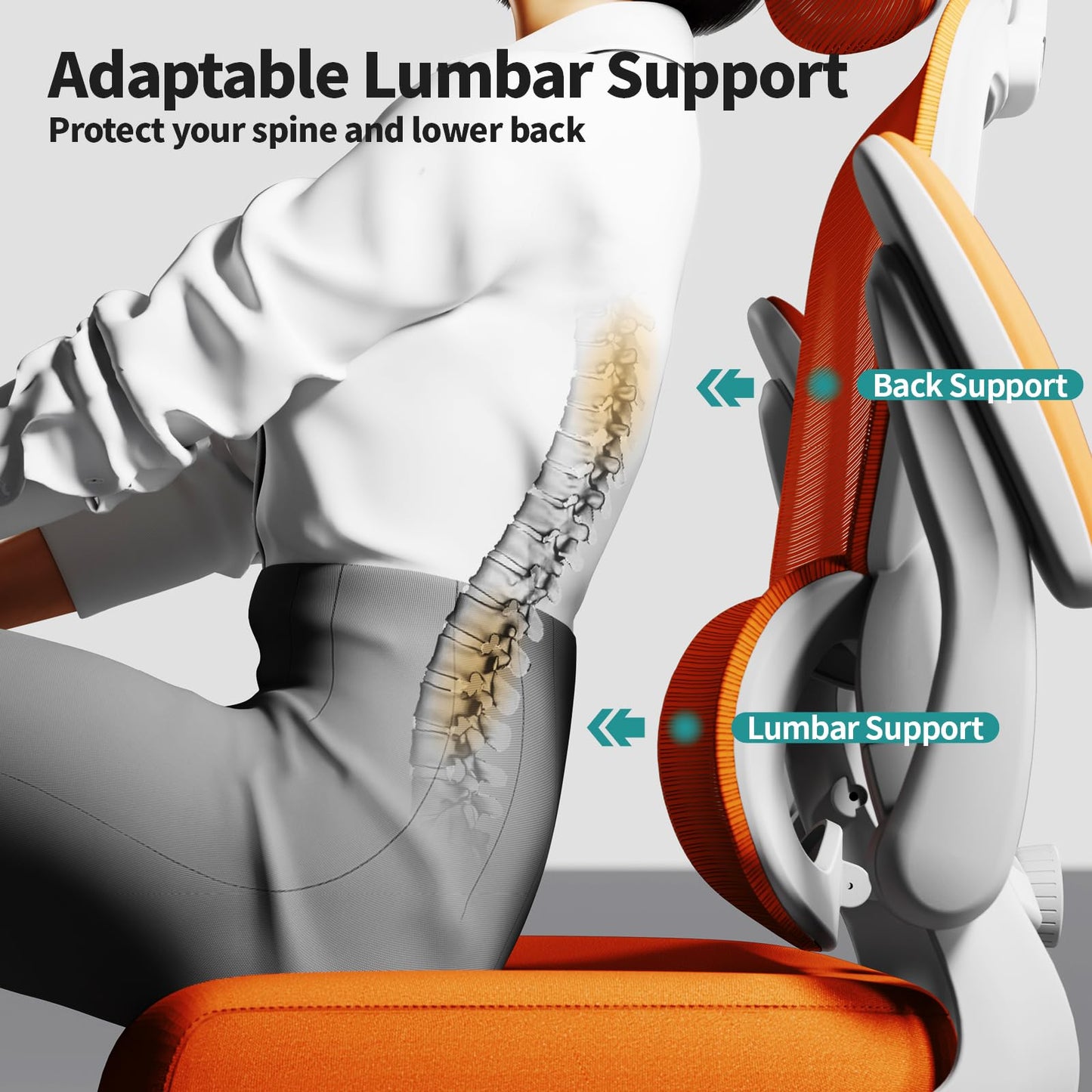 TRALT Office Chair Ergonomic Desk Chair, 330 LBS Home Mesh Office Desk Chairs with Wheels, Comfortable Gaming Chairs (Burnt Orange)