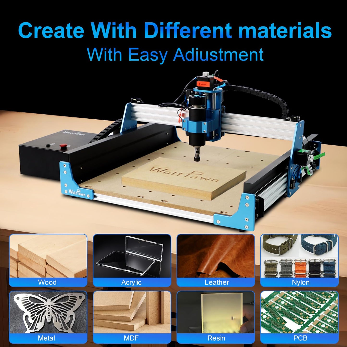 WolfPawn CNC Router Machine Desktop CNC 3 Axis, CNC Milling Machine for Metal Wood Acrylic, GRBL Control Engraving Machine with 500W Spindle,Machine Woodworking Industrial Application(4040 PRO)