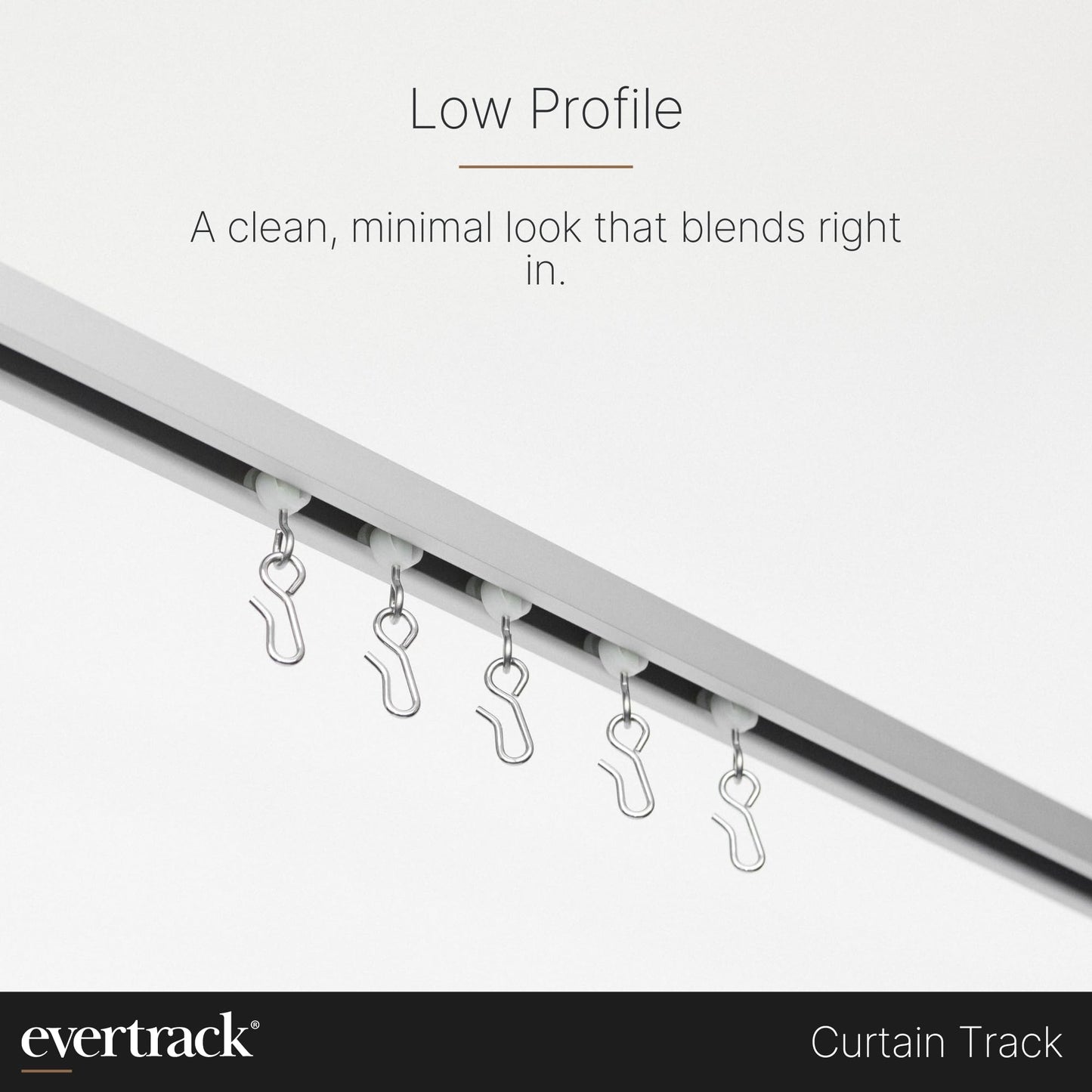 EverTrack Curtain Track - Ceiling Mounted Curtain Rail for Curtains, Drapes, and Room Dividers - USA Made - Large+ (24 Feet), Pure White