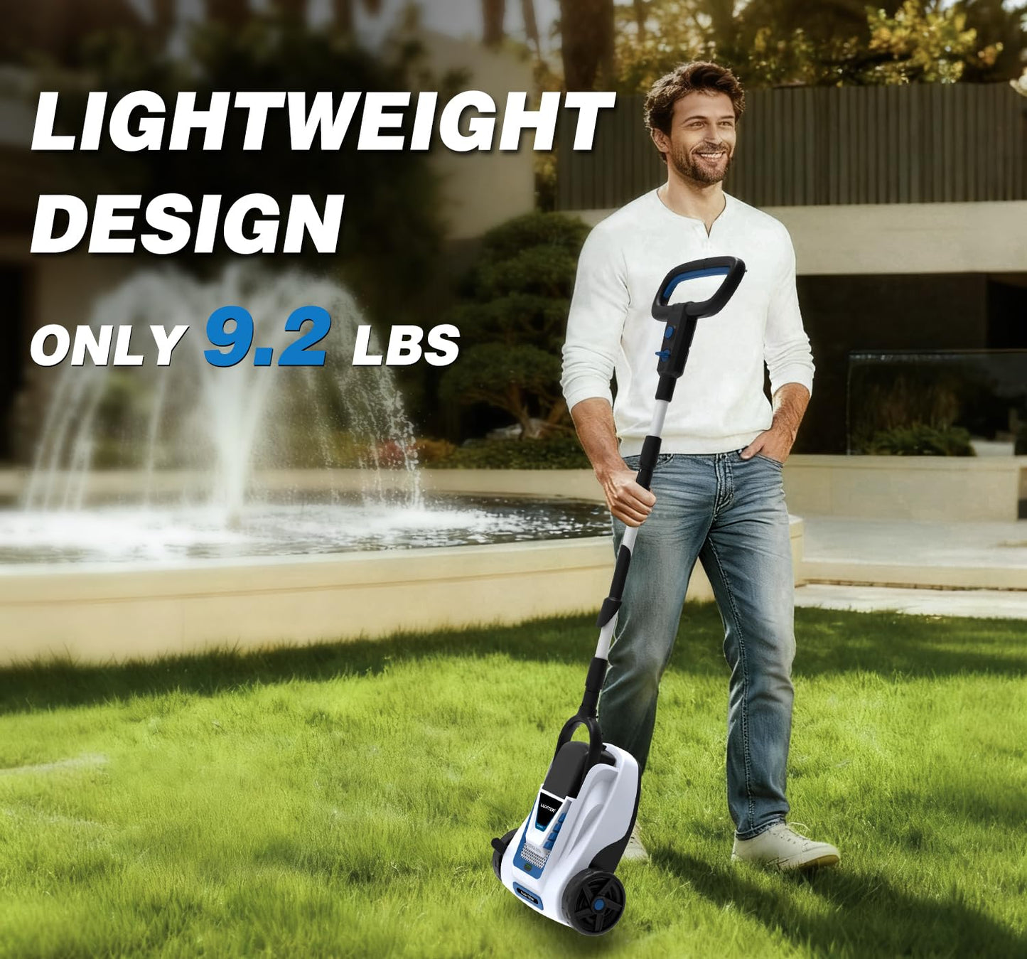 LUXTER 9 Inch Cordless Lawn Mower 6000RPM Brushless Motor 3 Adjustable Cutting Heights (1.5"-2.3") Electric Grass Trimmer 20V 4.0Ah Battery & Charger Mini Lawn Mower for Garden Yard Work and Lawn Care