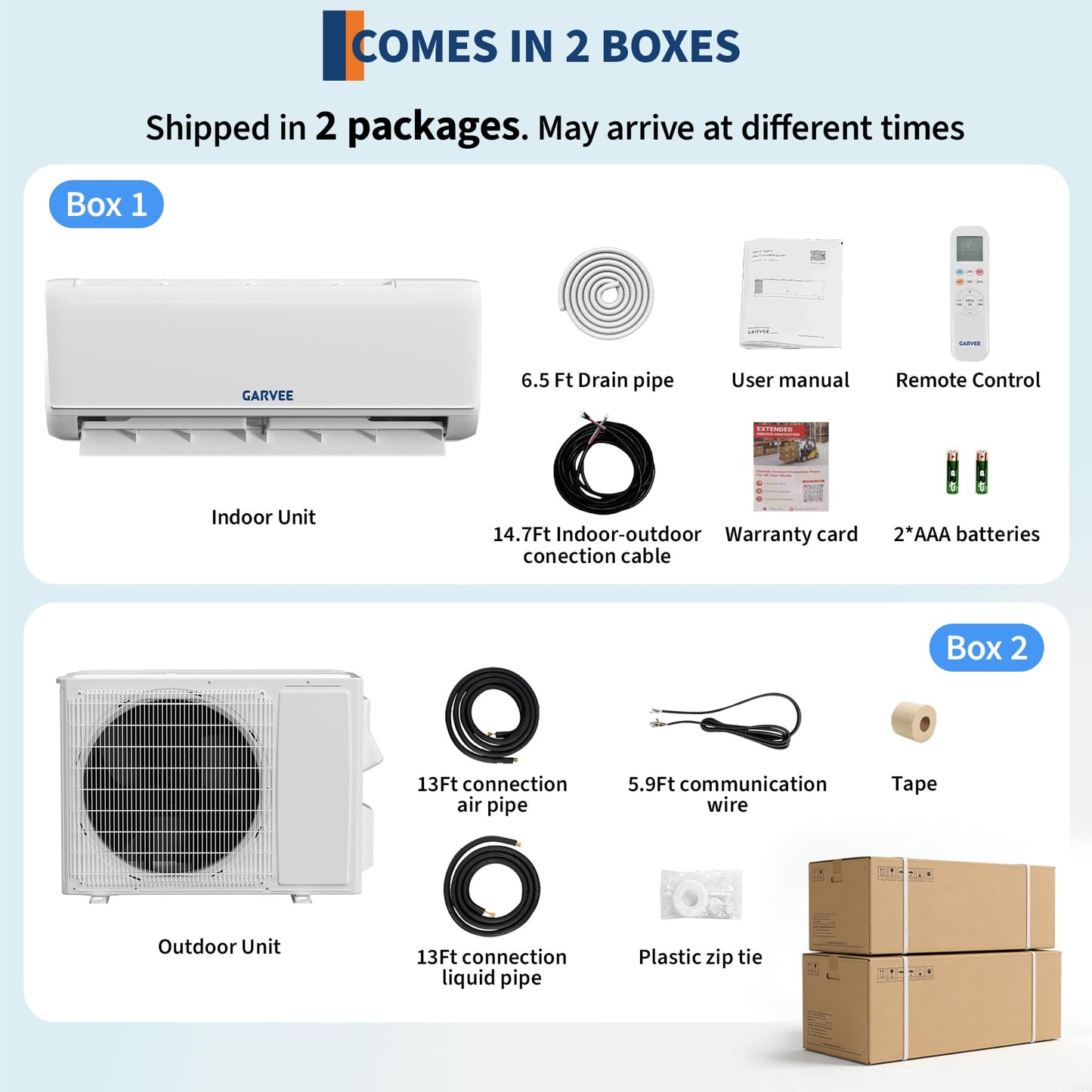 Garvee 12000 BTU Mini Split AC & Heat Pump, 208-230V 18.5 SEER2 Air Coditioner with Heating and Buit in WiFi, APP Control, Compatible with Alexa, Cools Heat Room Up to 750 Sq.ft