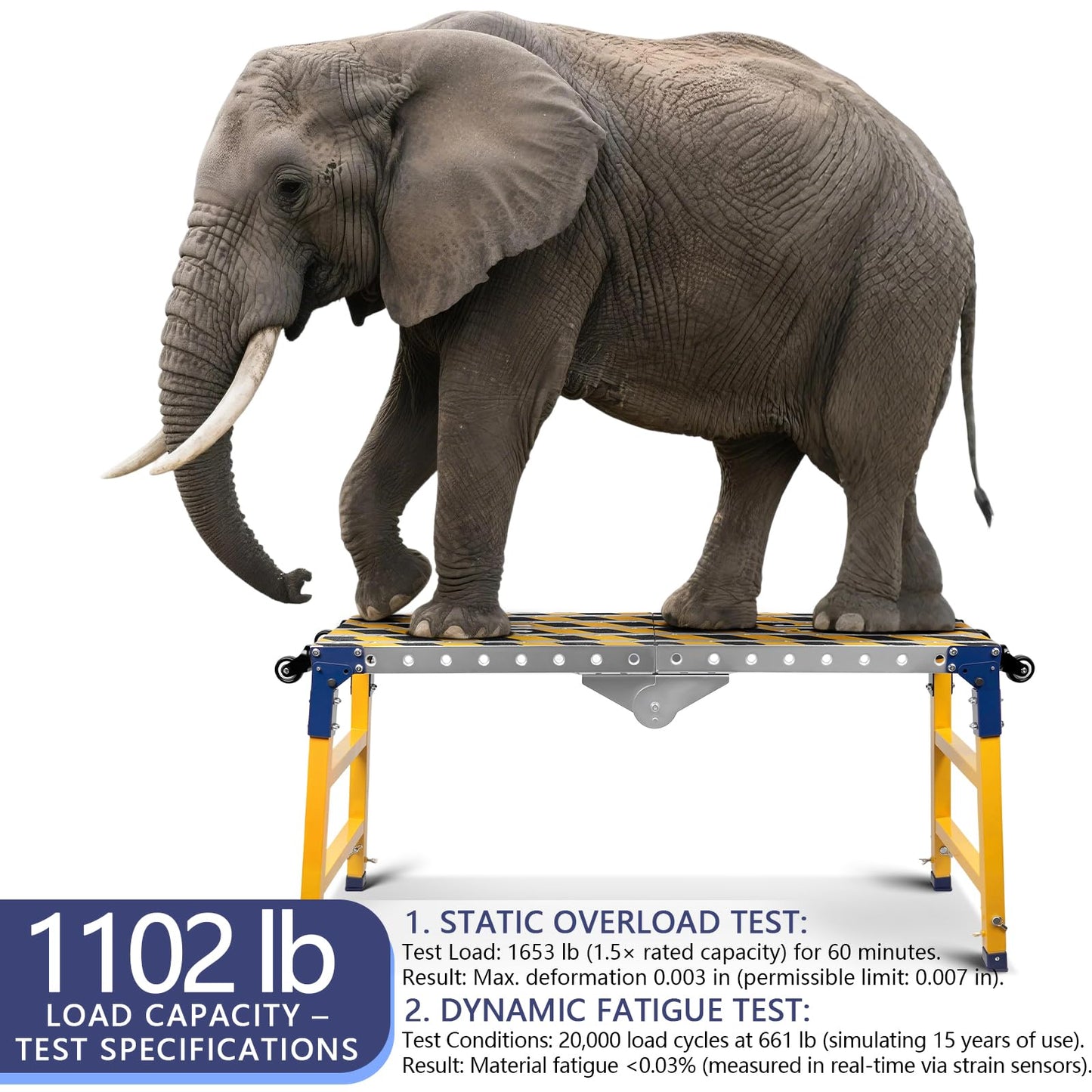Versatile Portable Steel Work Bench with 4 Wheels 63×14 Inch
