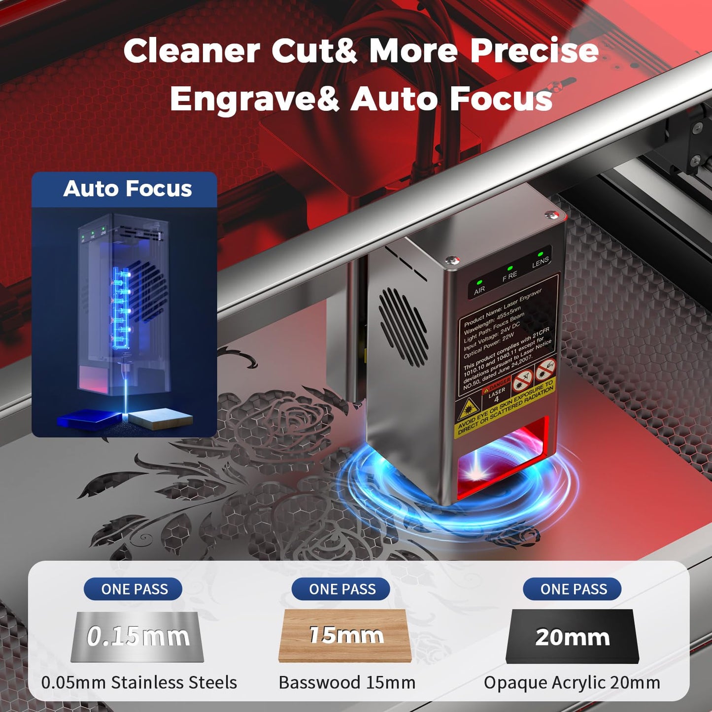 Creality Falcon2 Pro S 22W Laser Engraver, 600mm/s High Speed Laser Cutter with Air Assist, Auto Focus Laser Module, Auto Fan, Camera Positioning,Safety Switch for Wood Metal Leather