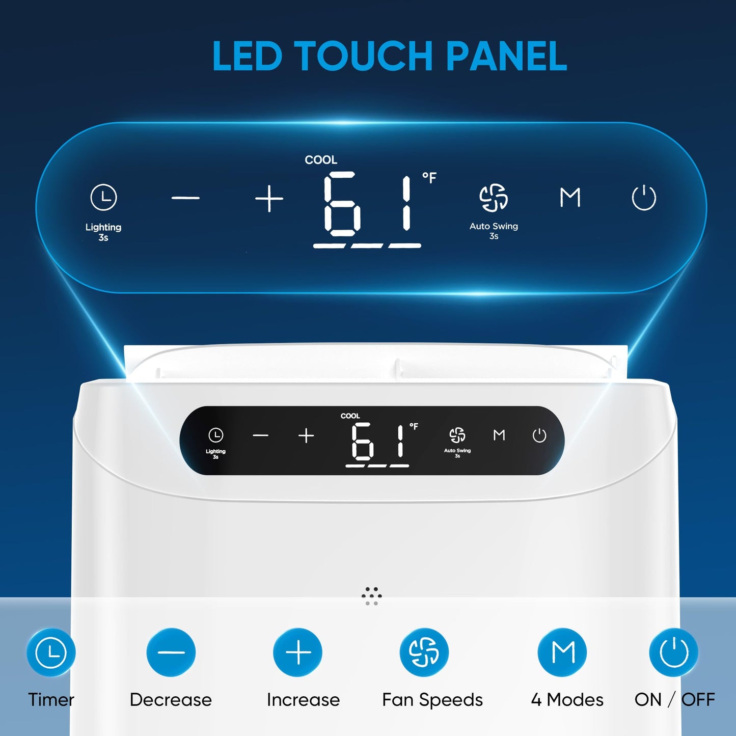 12000 BTU Portable Air Conditioners for Room Cooling up to 500 Sq. Ft, 3-IN-1 Quiet Portable AC Unit with Dehumidifier Fan, Remote Control, Smart Sleep Mode, 24H Timer, Windows Kit Included