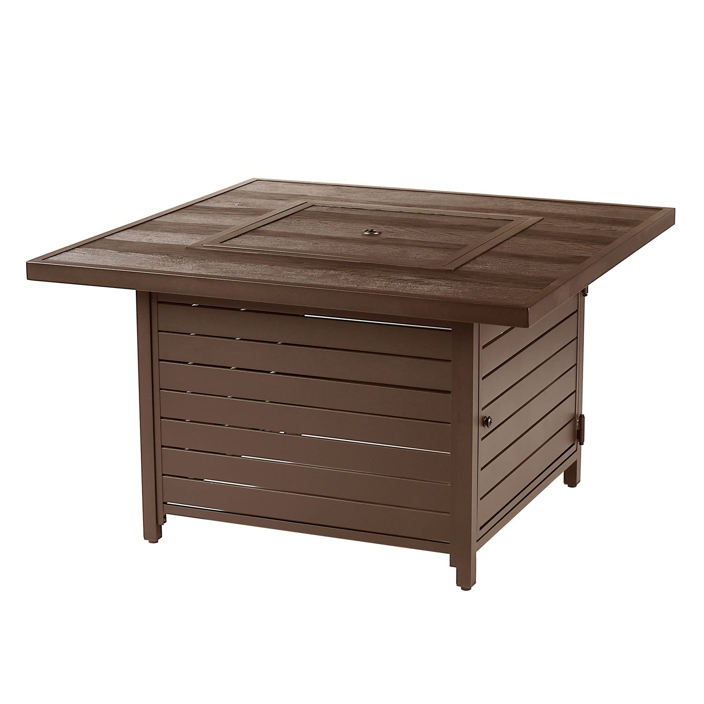 Oakland Living Square 42 in. x 42 in. Aluminum Propane Fire Pit Table with Glass Beads, Two Covers, Lid, 57,000 BTUs in Brown Finish