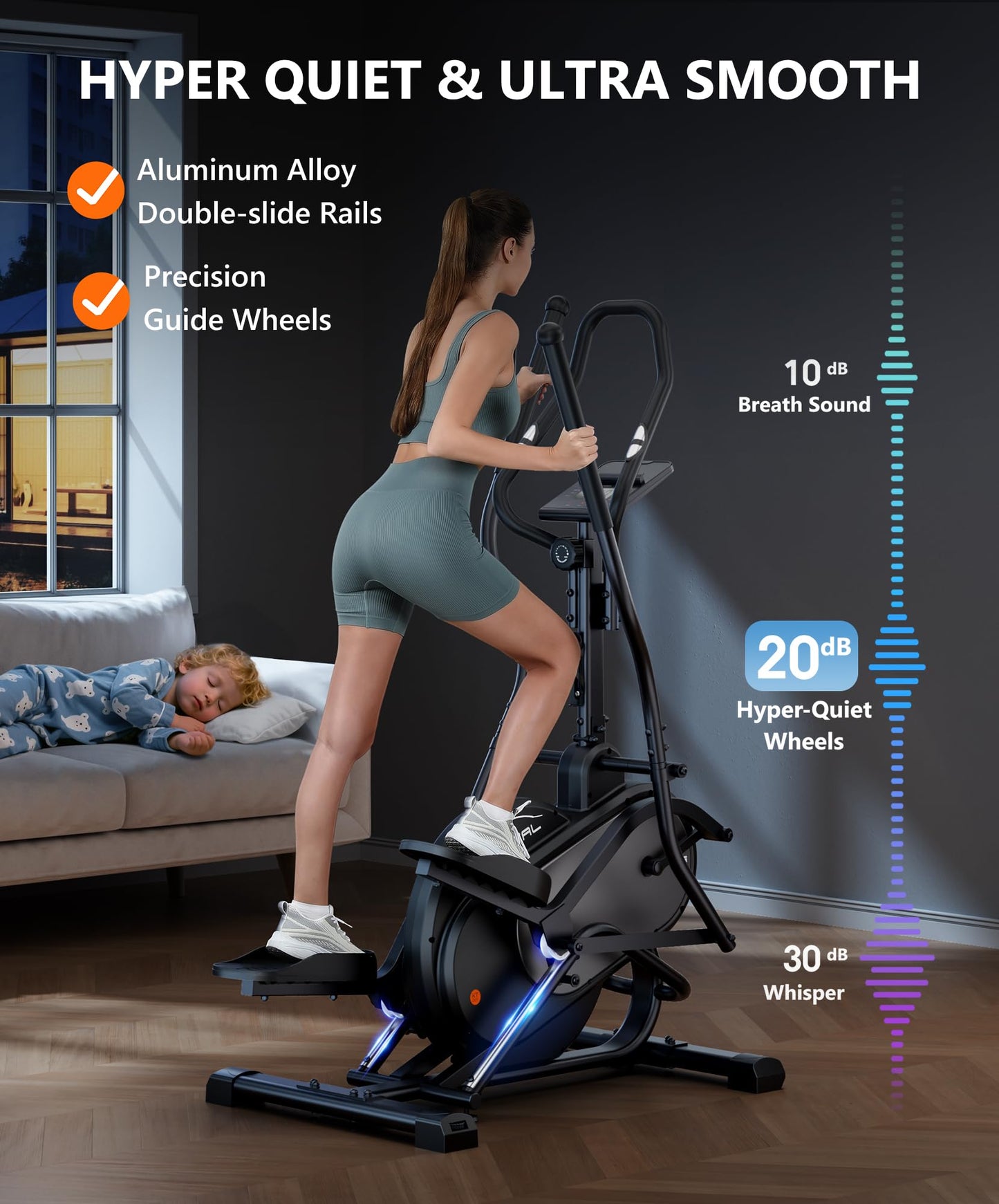 THERUN Elliptical Exercise Machine, Cardio Climber Elliptical Machine for Home, Stair Stepper Elliptical Training Machines w/ 13LBS&18LBS Flywheel, 16 Levels Resistance (18LBS Flywheel Grey)