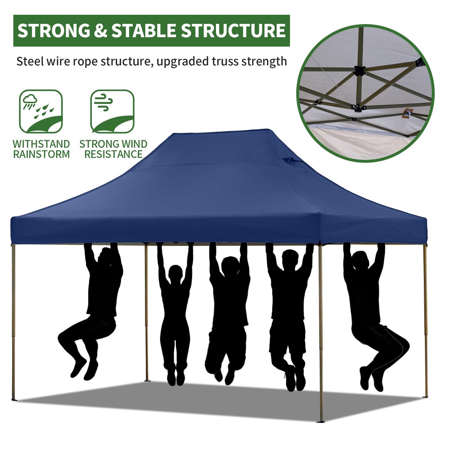 10x15 Heavy Duty Pop Up Canopy Tent, Outdoor Commercial Easy Up Canopy Outdoor Party Tents with 3 Removable sidewalls and Wheeled Bag for Events, Parties, Weddings (Navy Blue)